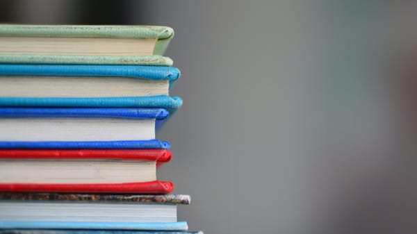 Yearbooks stacked