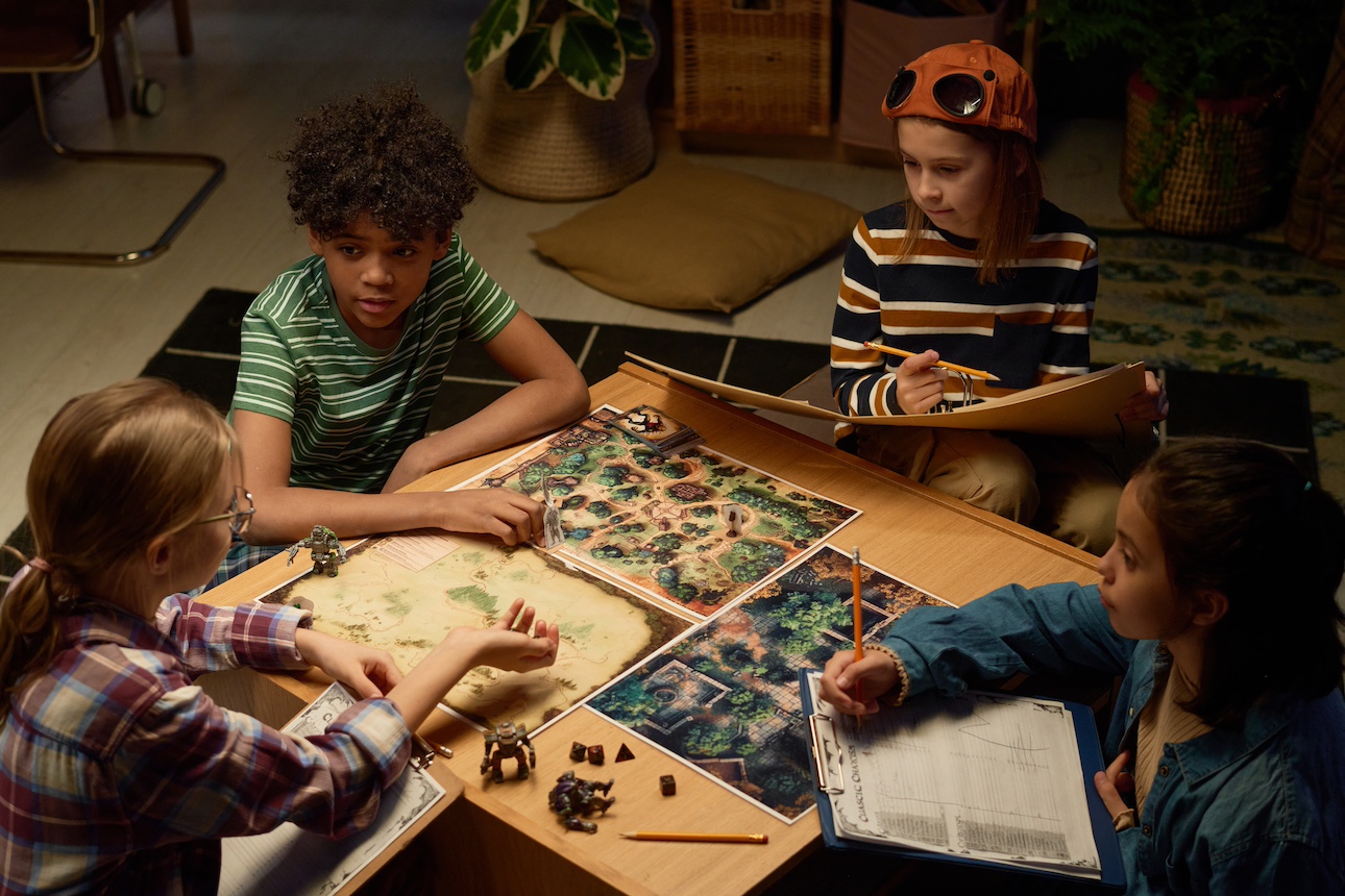 kids playing board game