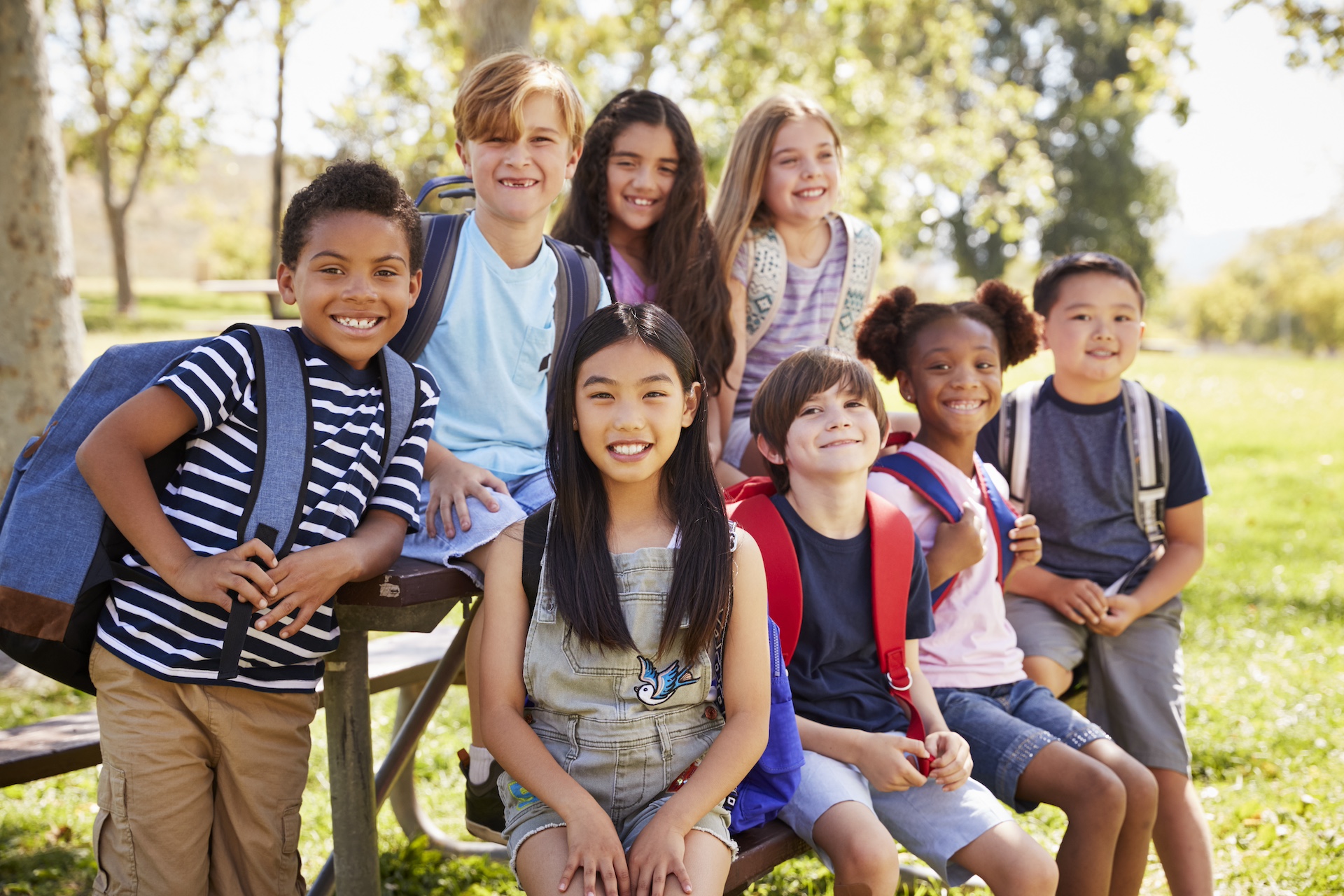 group of kids outsite