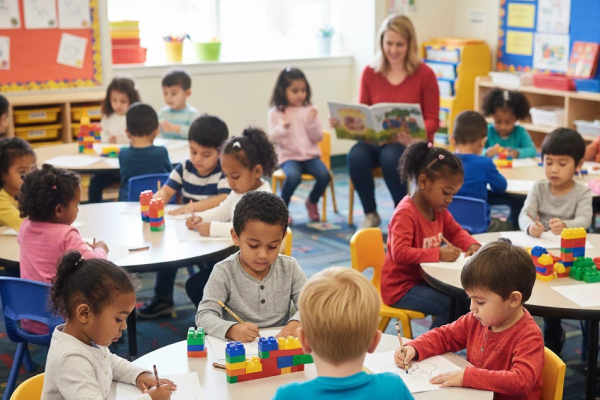 kindergarteners in class