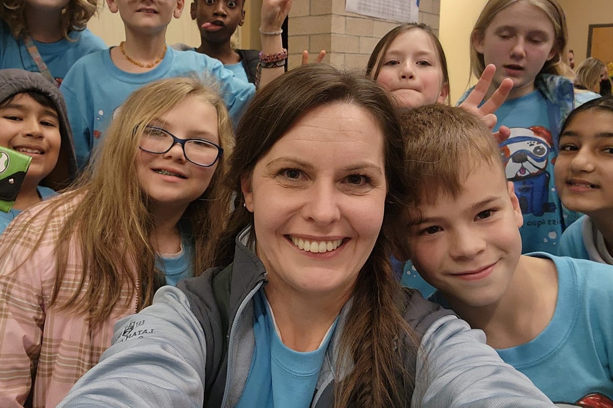 teacher with students