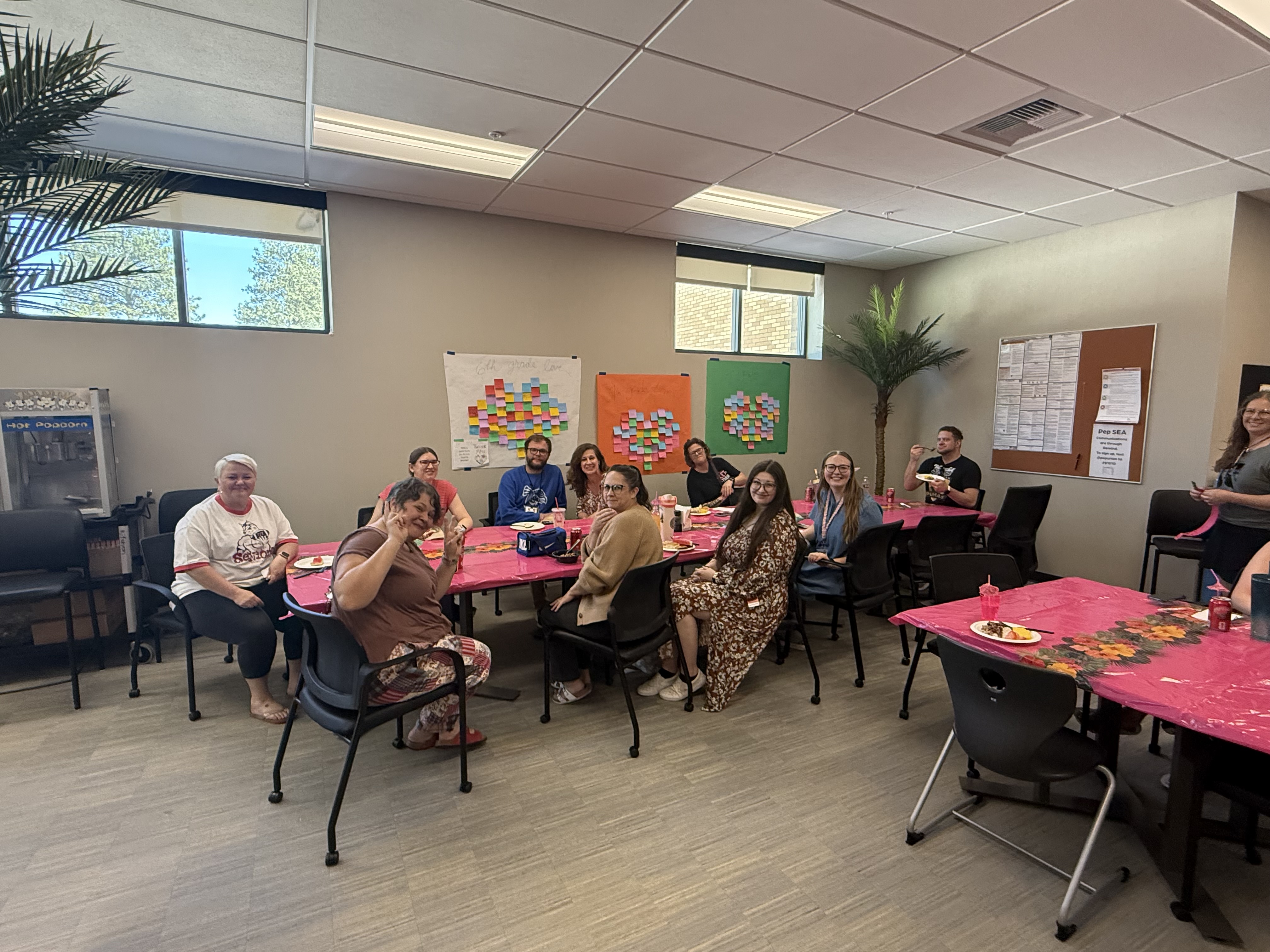 teachers eating lunch at tables