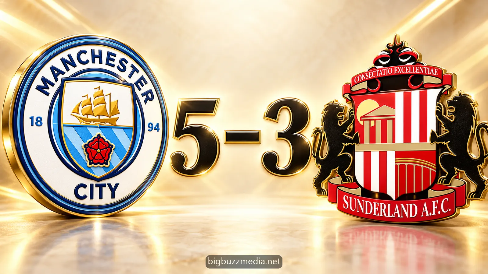 Manchester City beat Sunderland 5-3 in a Premier League match on September 20, 2026