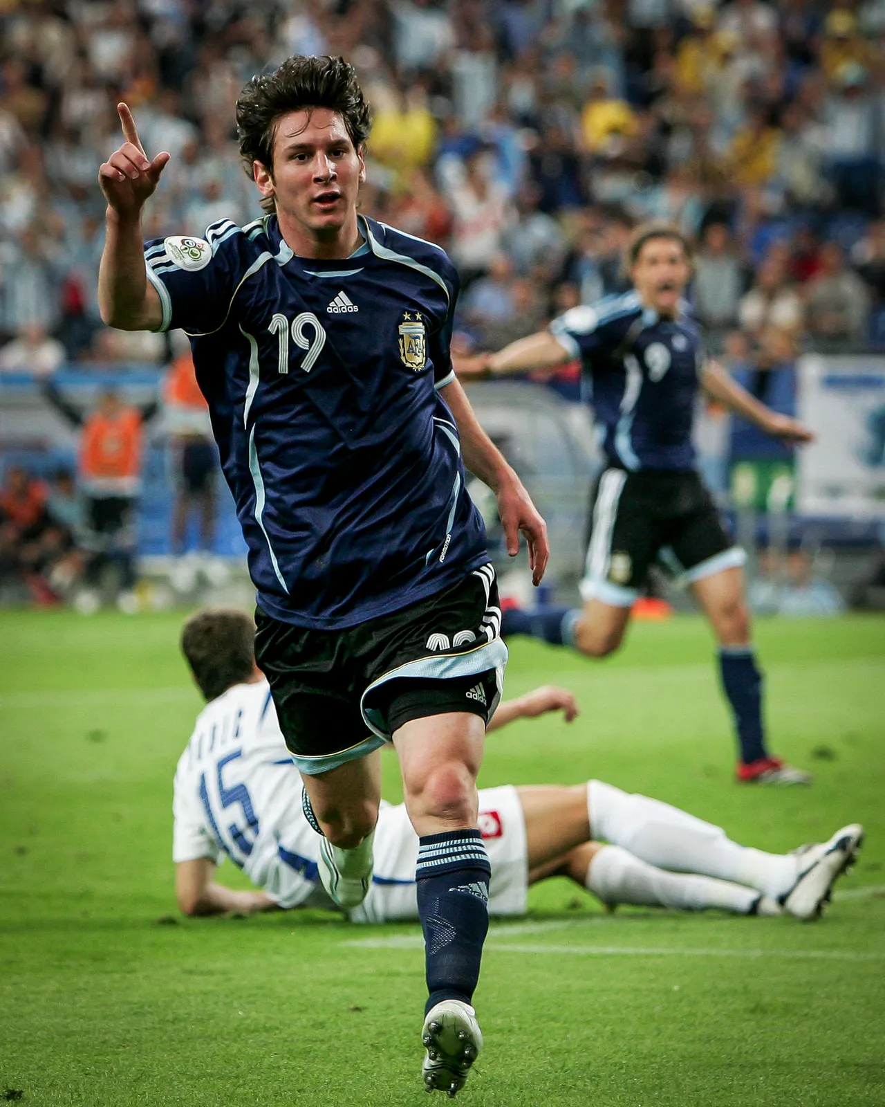 Messi celebrates first World Cup goal, against Serbia and Montenegro on 16 June 2006