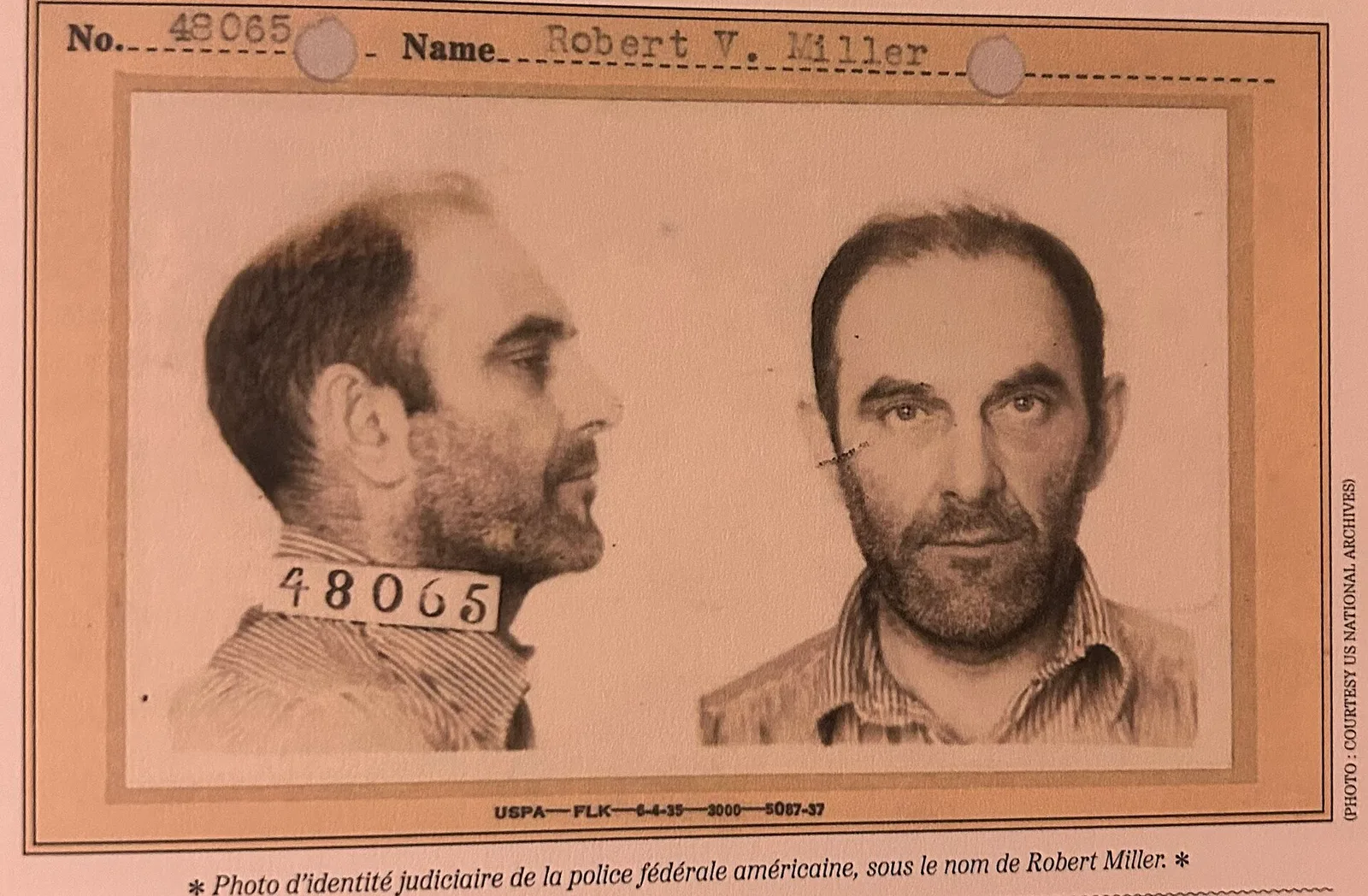 Victor Lustig's US federal mugshot, filed under his alias Robert V. Miller. (Photo: US National Archives, public domain, via Wikimedia Commons)