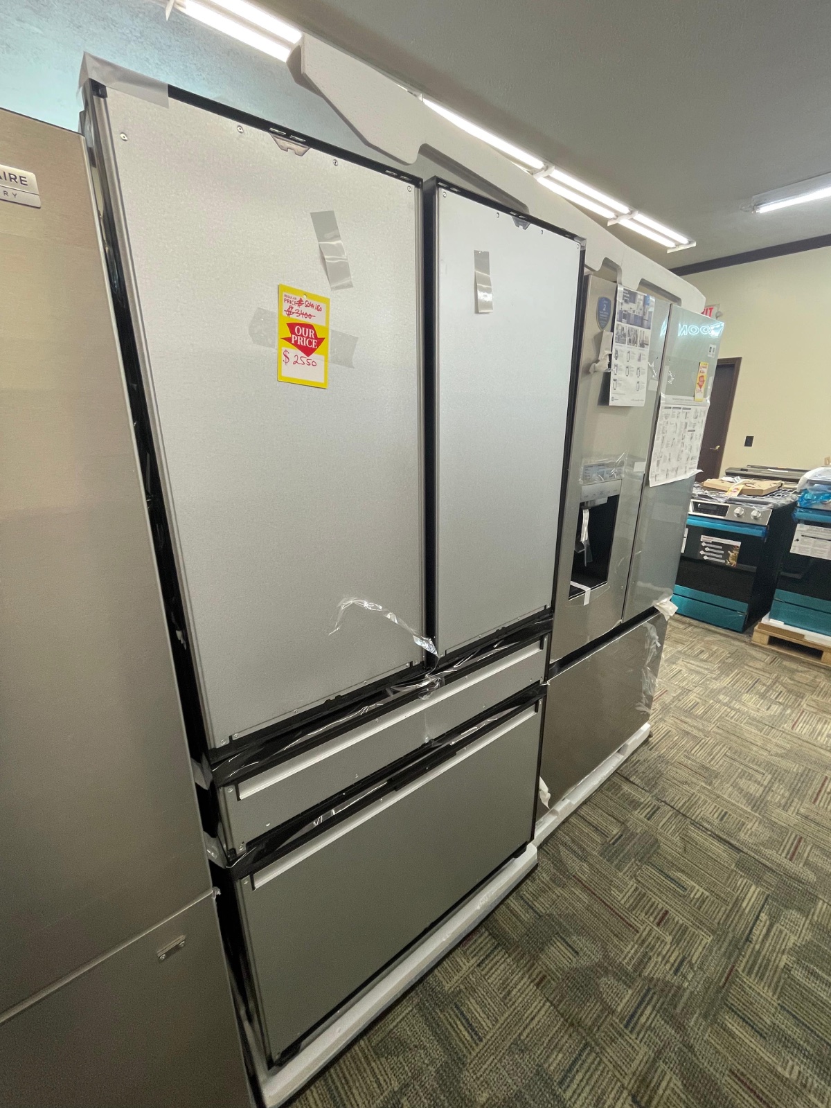 Samsung Bespoke 28.8-cu ft 4-Door Smart French Door Refrigerator with Dual Ice Maker and Door within Door (Stainless Steel- All Panels) ENERGY STAR