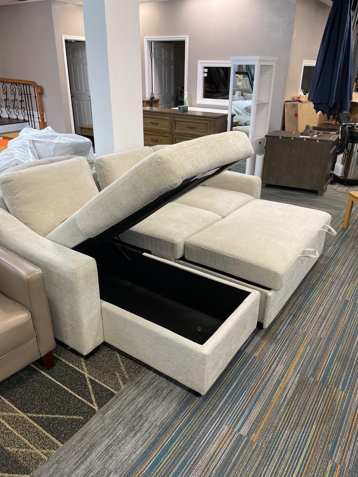 Coddle Aria Fabric Sleeper Sofa with Reversible Chaise and Storage in beige — photo 2