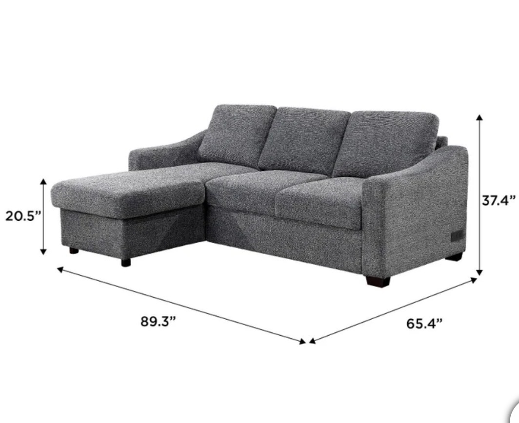 Coddle Aria Fabric Sleeper Sofa with Reversible Chaise and Storage in beige — photo 4