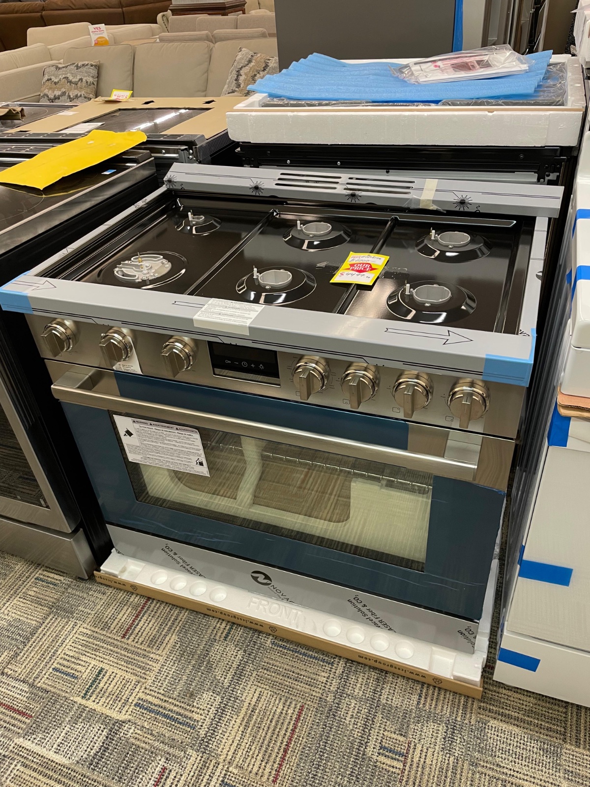 Bosch 800 Series Industrial Style 36-in Standard 5 Burners Convection Oven Freestanding Dual Fuel Range (Stainless Steel)