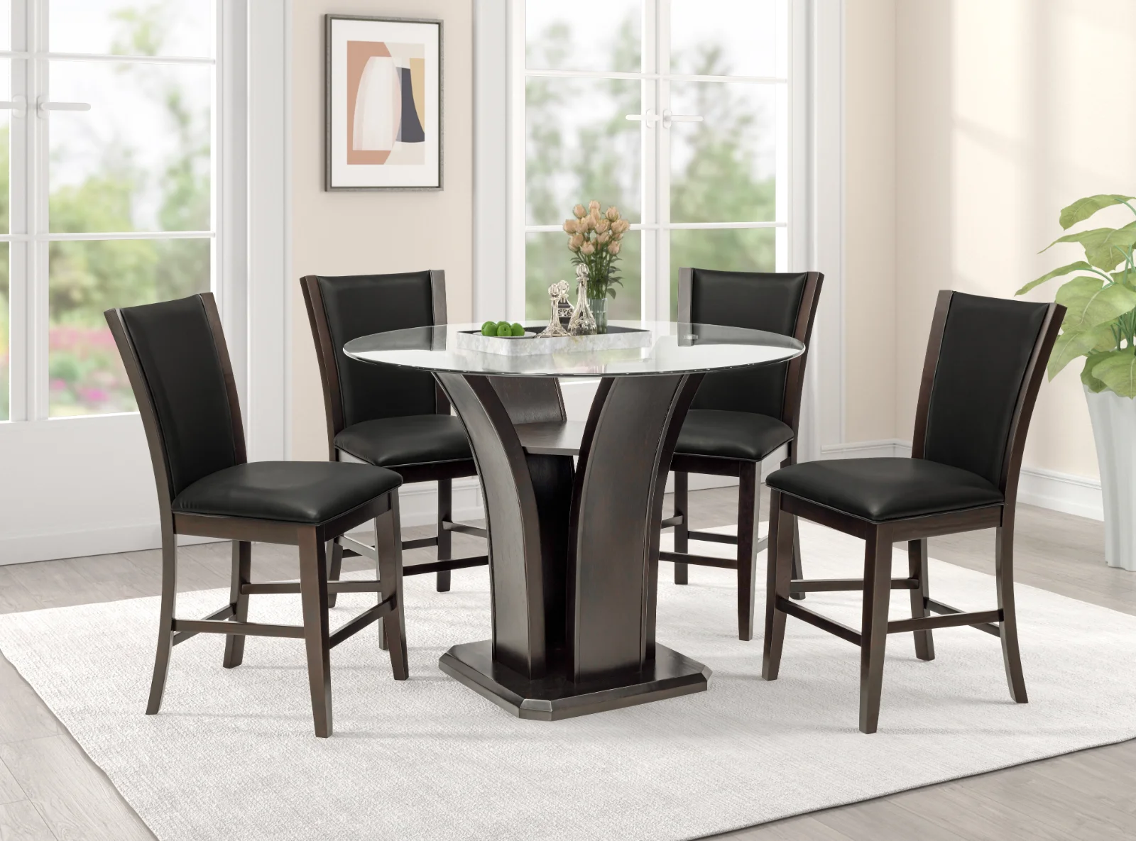 SANDY - Brown 5PC Round Pub Set