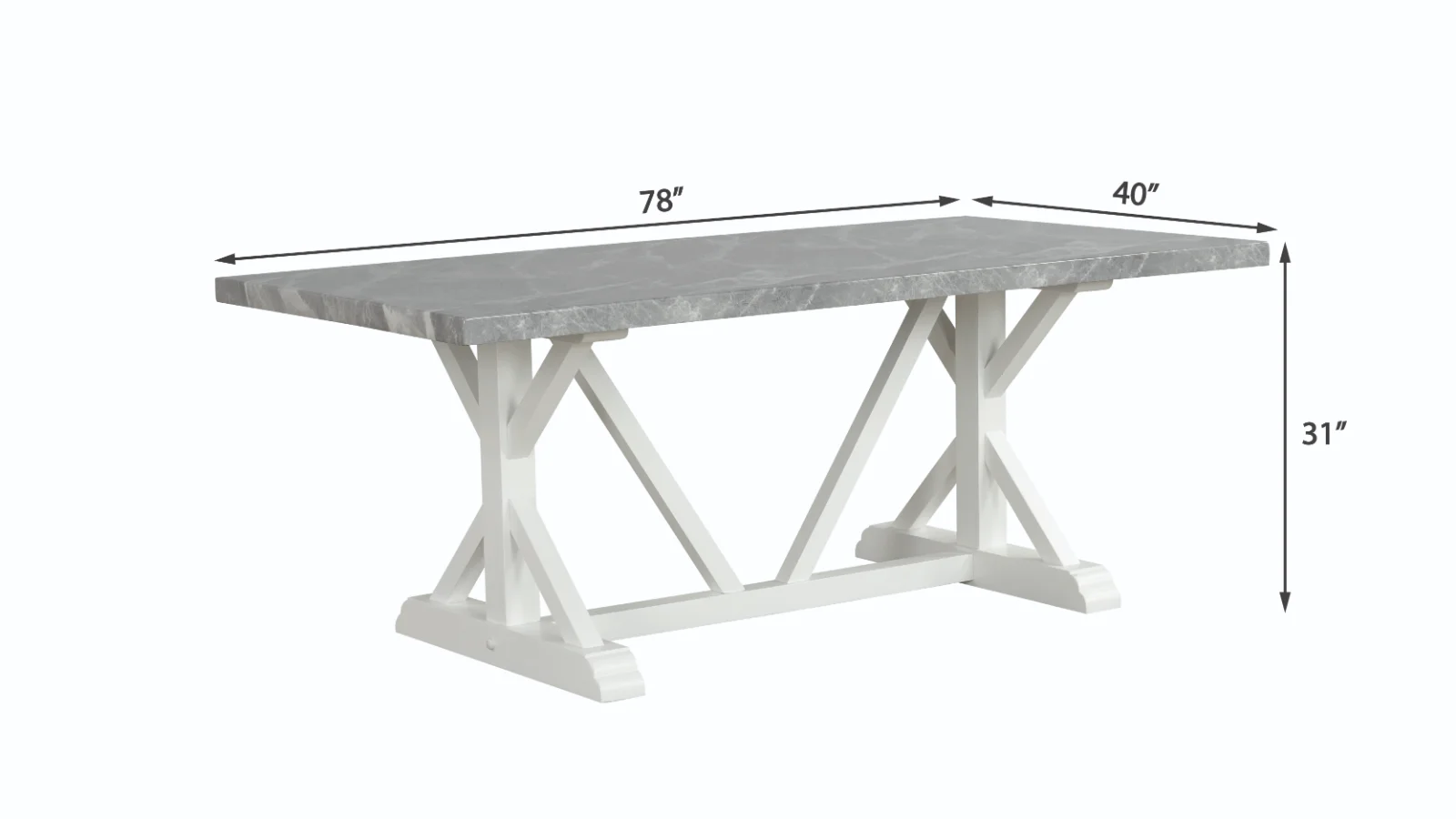 Sarah - 7PC Dining Set, MDF/ SOLID WOOD/ FABRIC, White/Gray — photo 2
