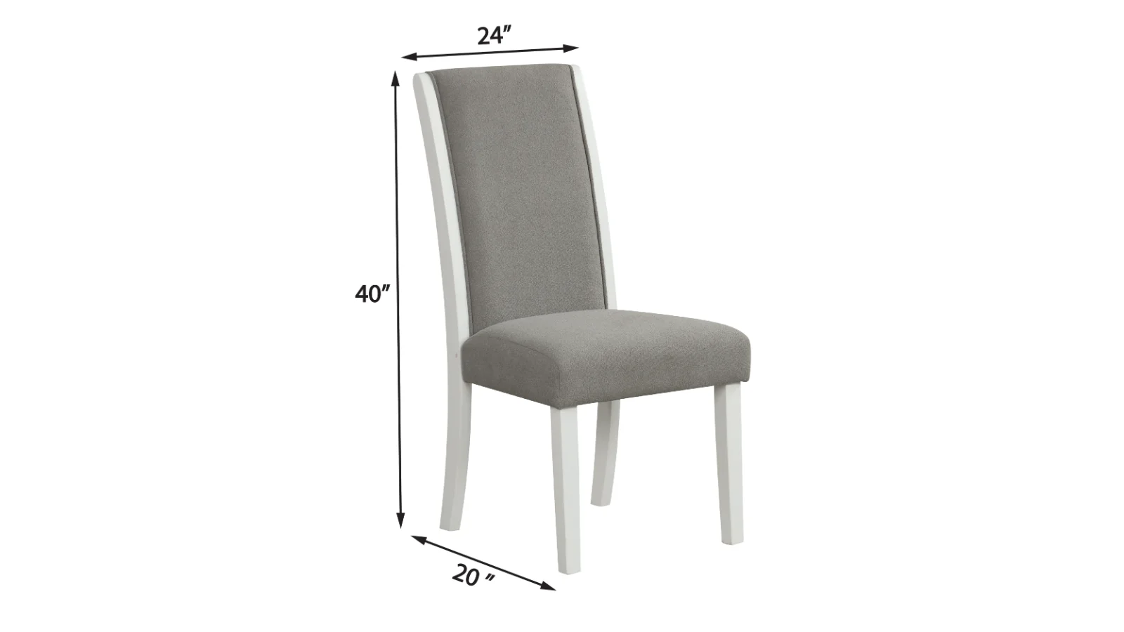 Sarah - 7PC Dining Set, MDF/ SOLID WOOD/ FABRIC, White/Gray — photo 4