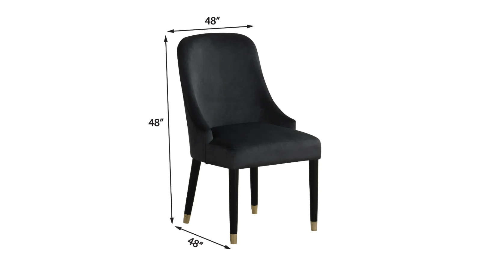 Eva - 5PC Dining Set (Black & Gray), MDF/ SOLID RUBER WOOD / VELVET, Black / Gray Each — photo 4