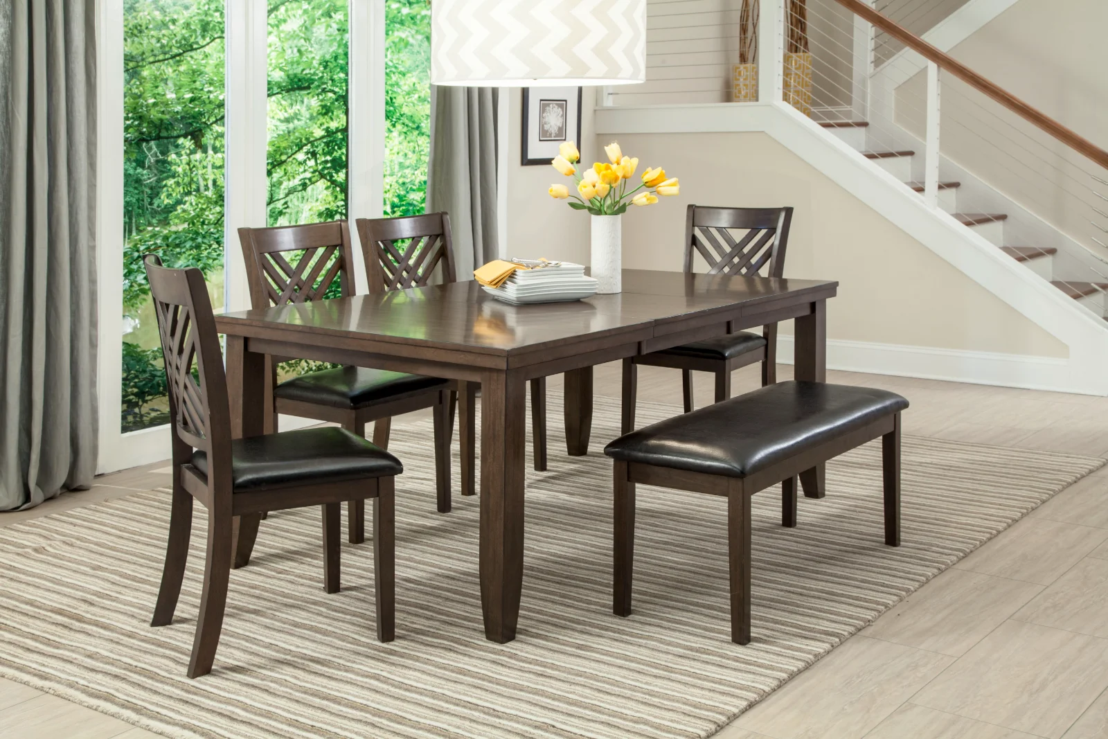 Miley - Brown Rectangular Shape Dining Table with Butterfly Leaf Mechanism