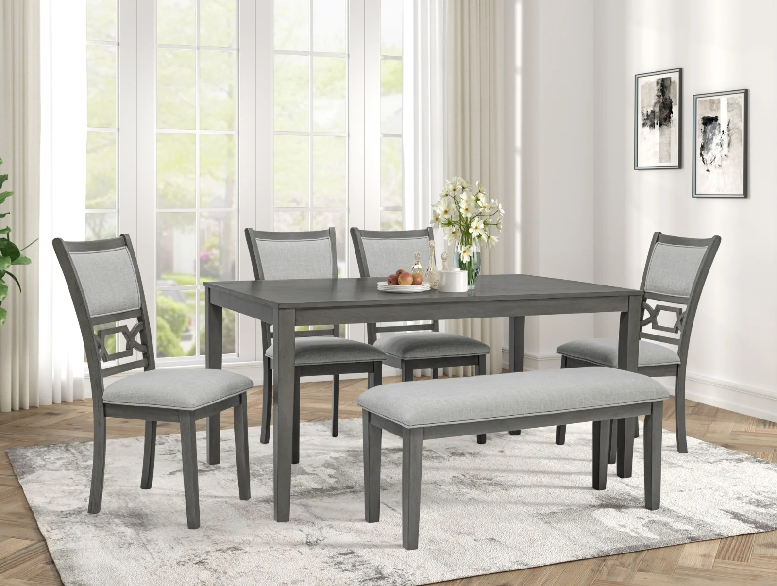 Amara - 6PC Gray Dining Set