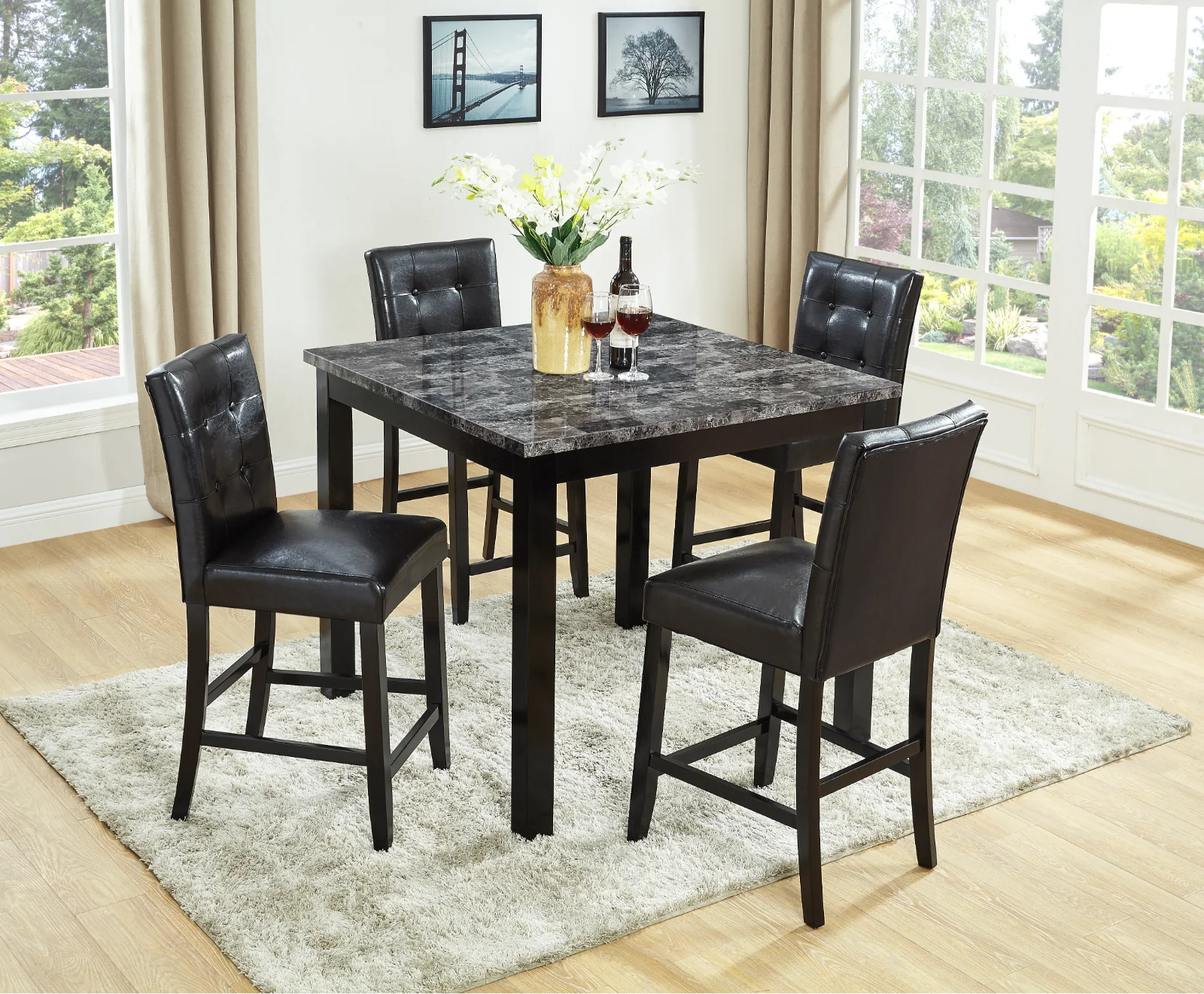 Brooklyn - 5 PC Pub Dining Set, Brown/Red