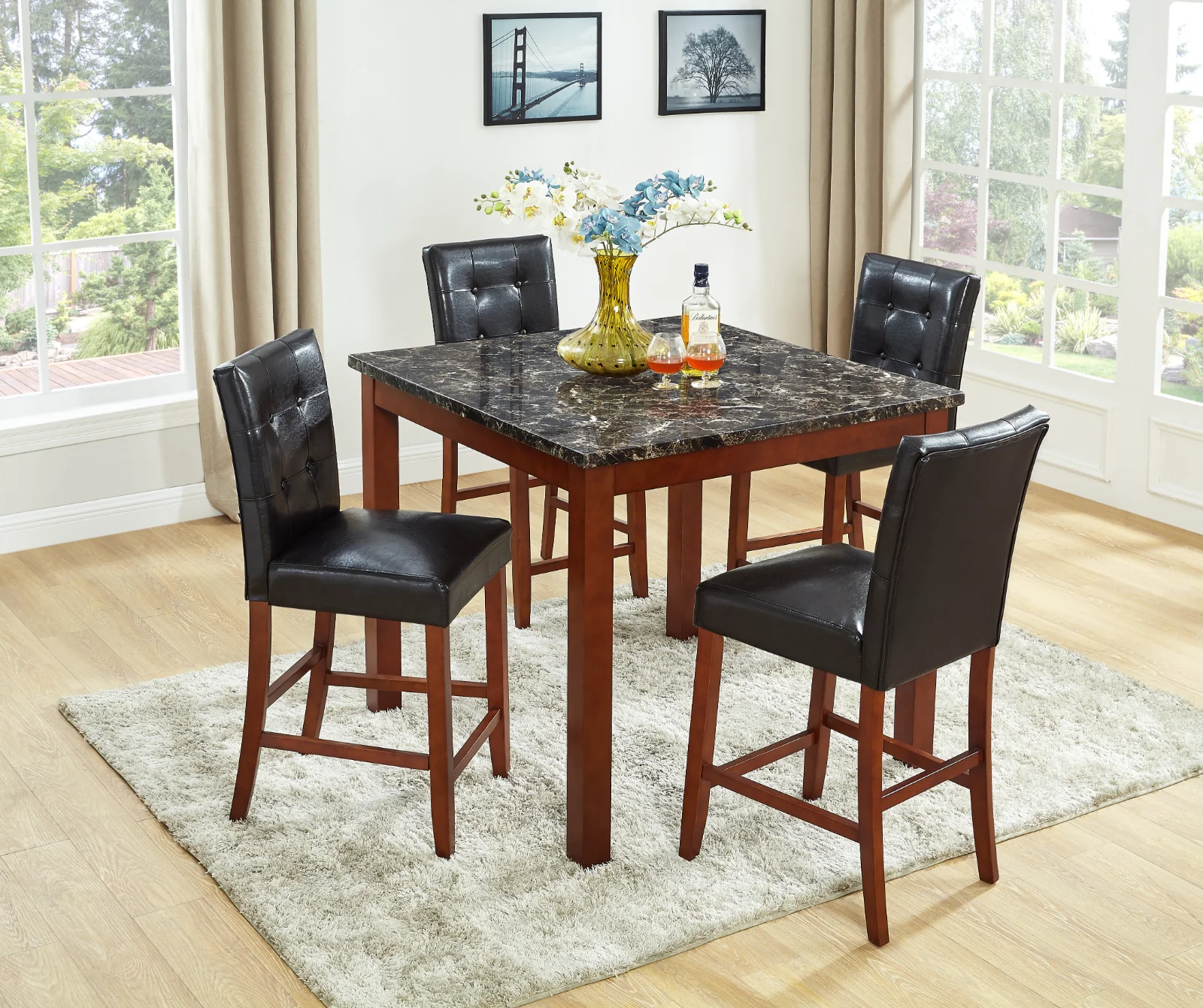 Brooklyn - 5 PC Pub Dining Set, Brown/Red — photo 2