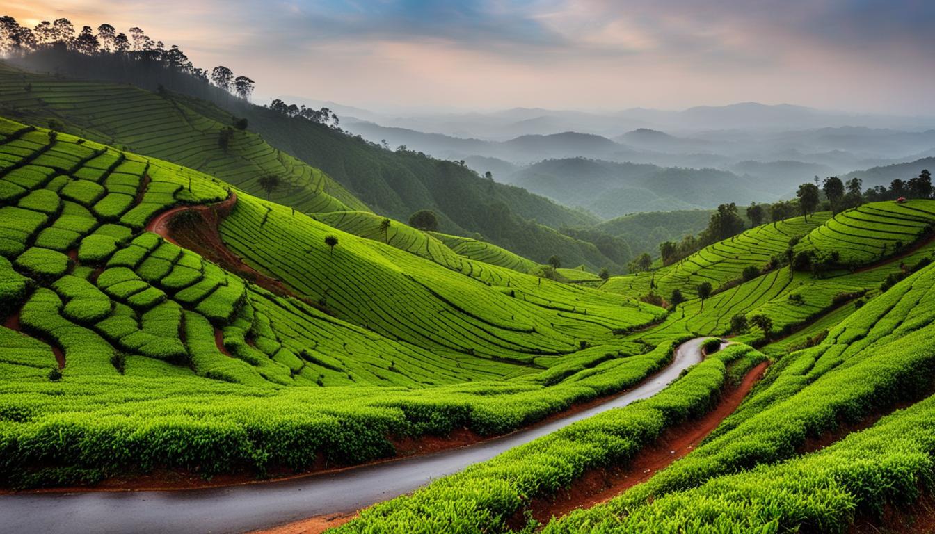 Misty green hills of Coorg (Madikeri).