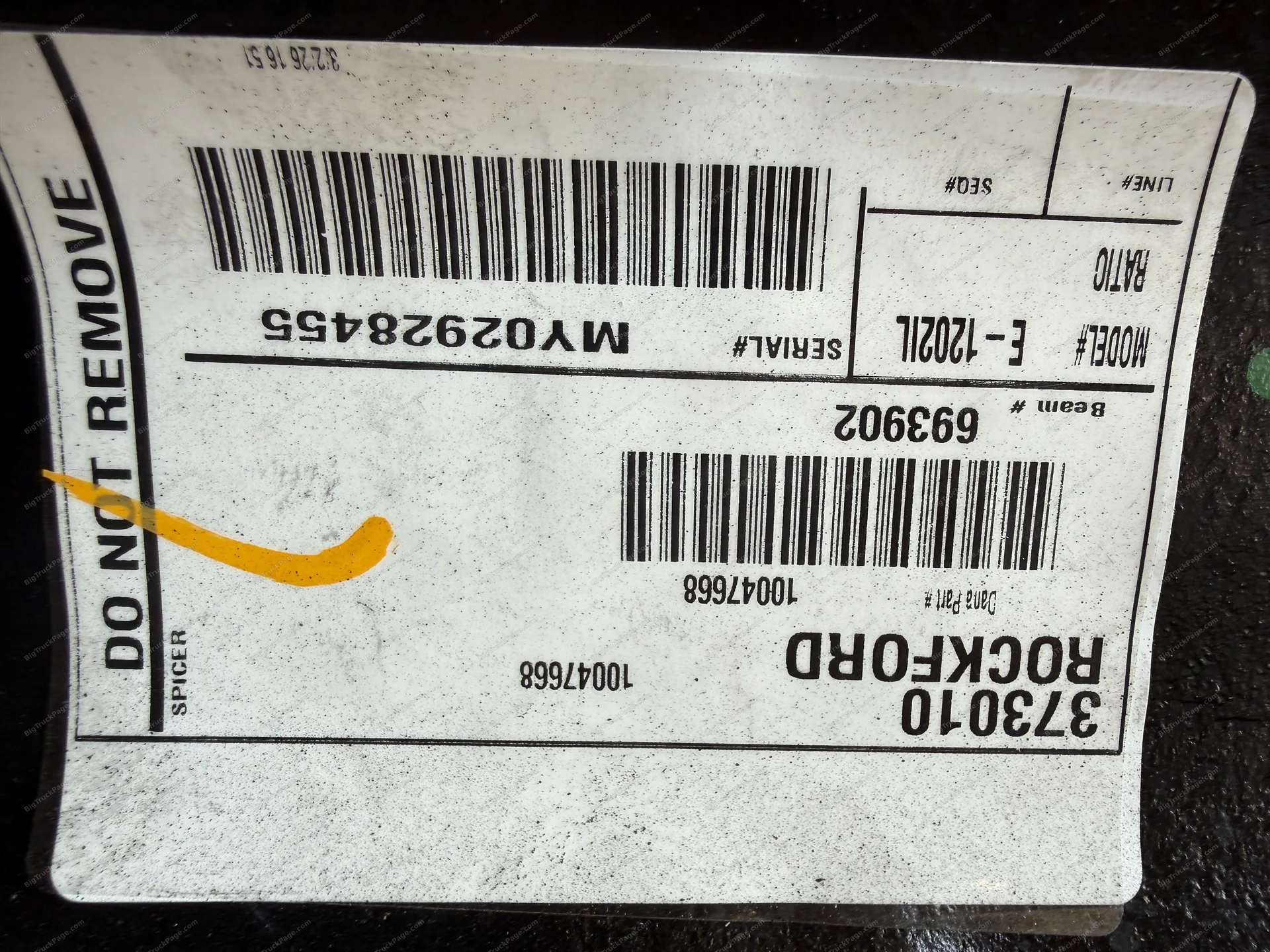 Dana E1202IL steer axle assembly