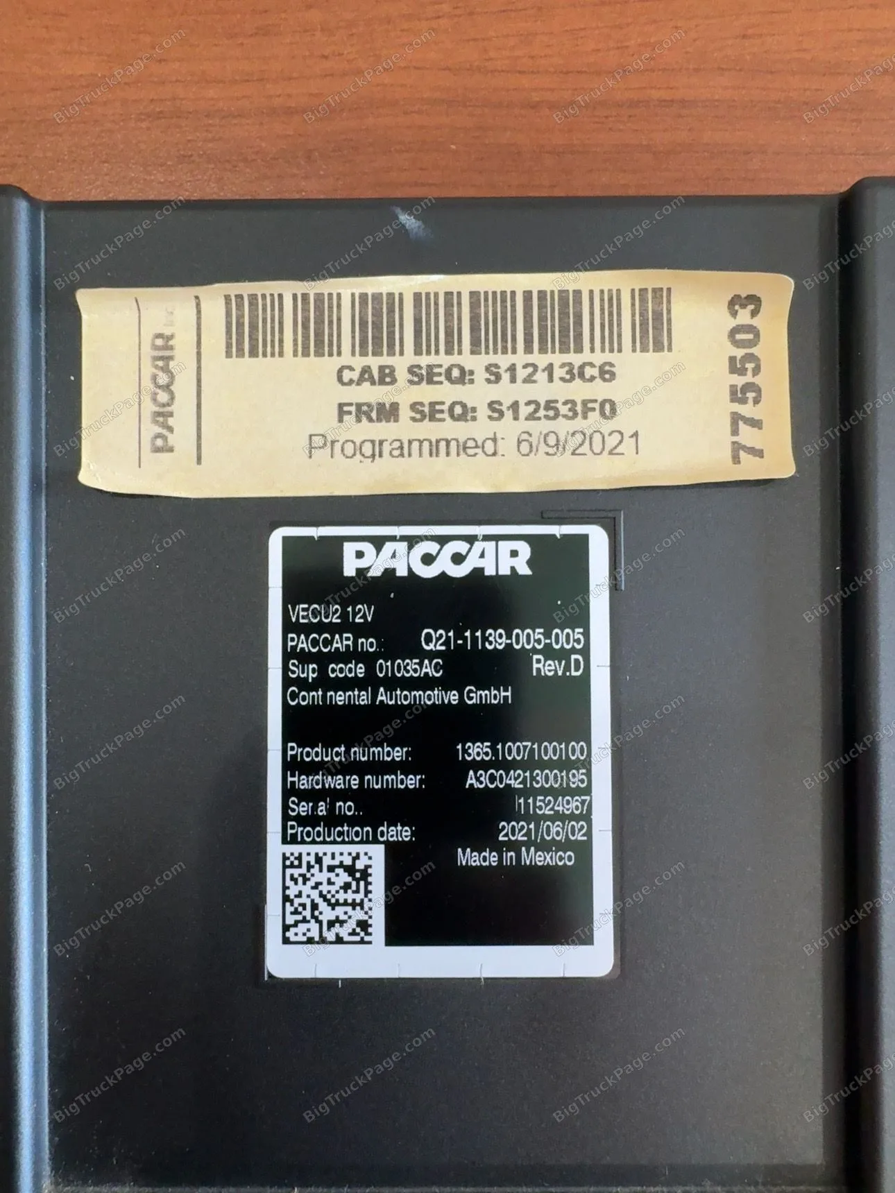 PACCAR VECU2 12V Cab Vehicle Electronic Control Module Q21-1139-005-005 OEM (used) — photo 2 in Strafford, MO | BigTruckPage…