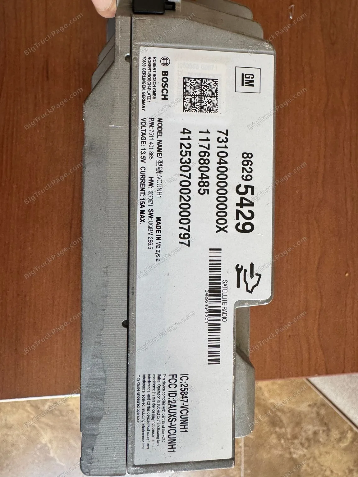 OEM GM Bosch 86295429 VCUNH1 Vehicle Cockpit Infotainment Control Module