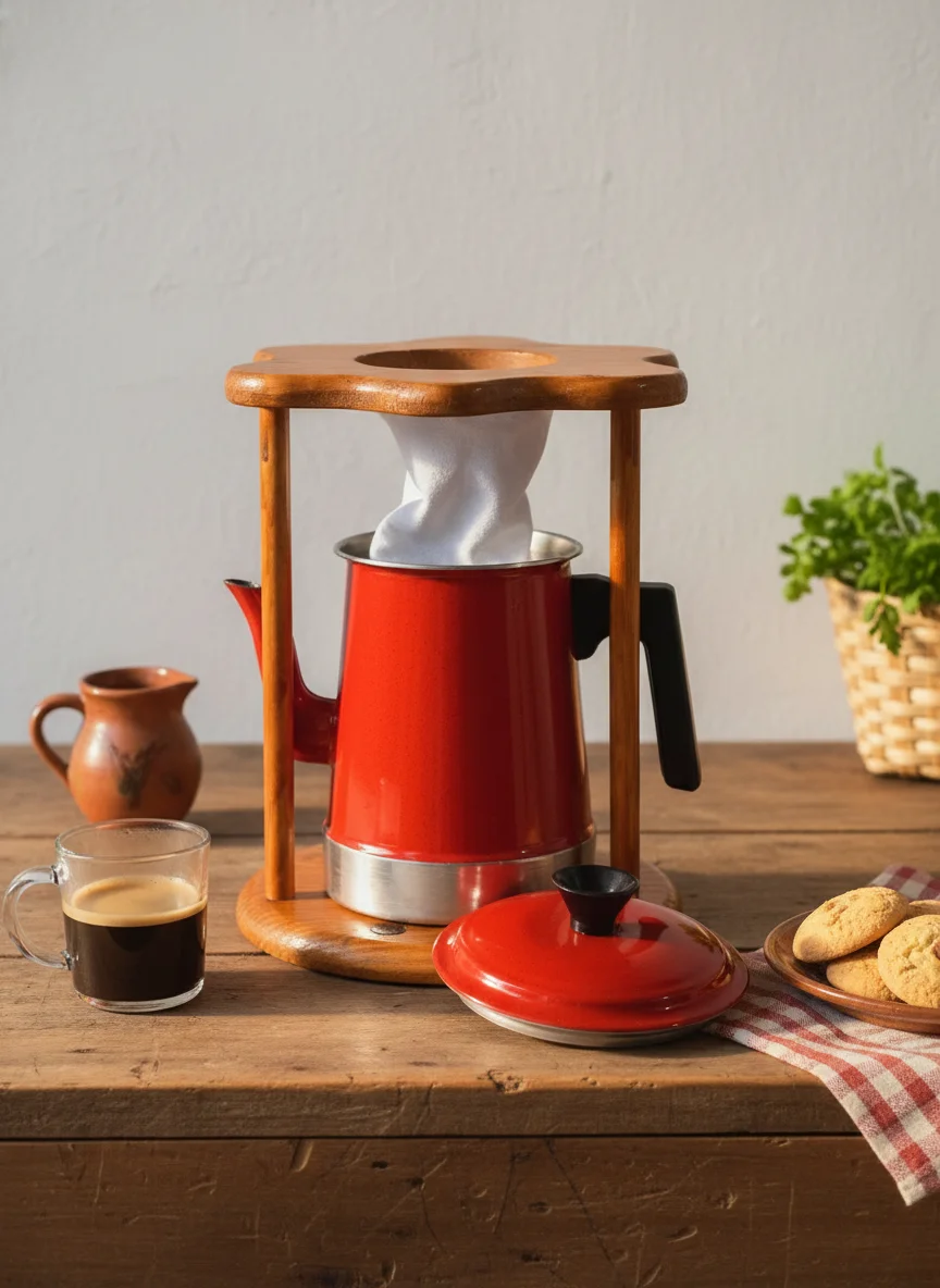 Cafeteira Retrô — Suporte Simples