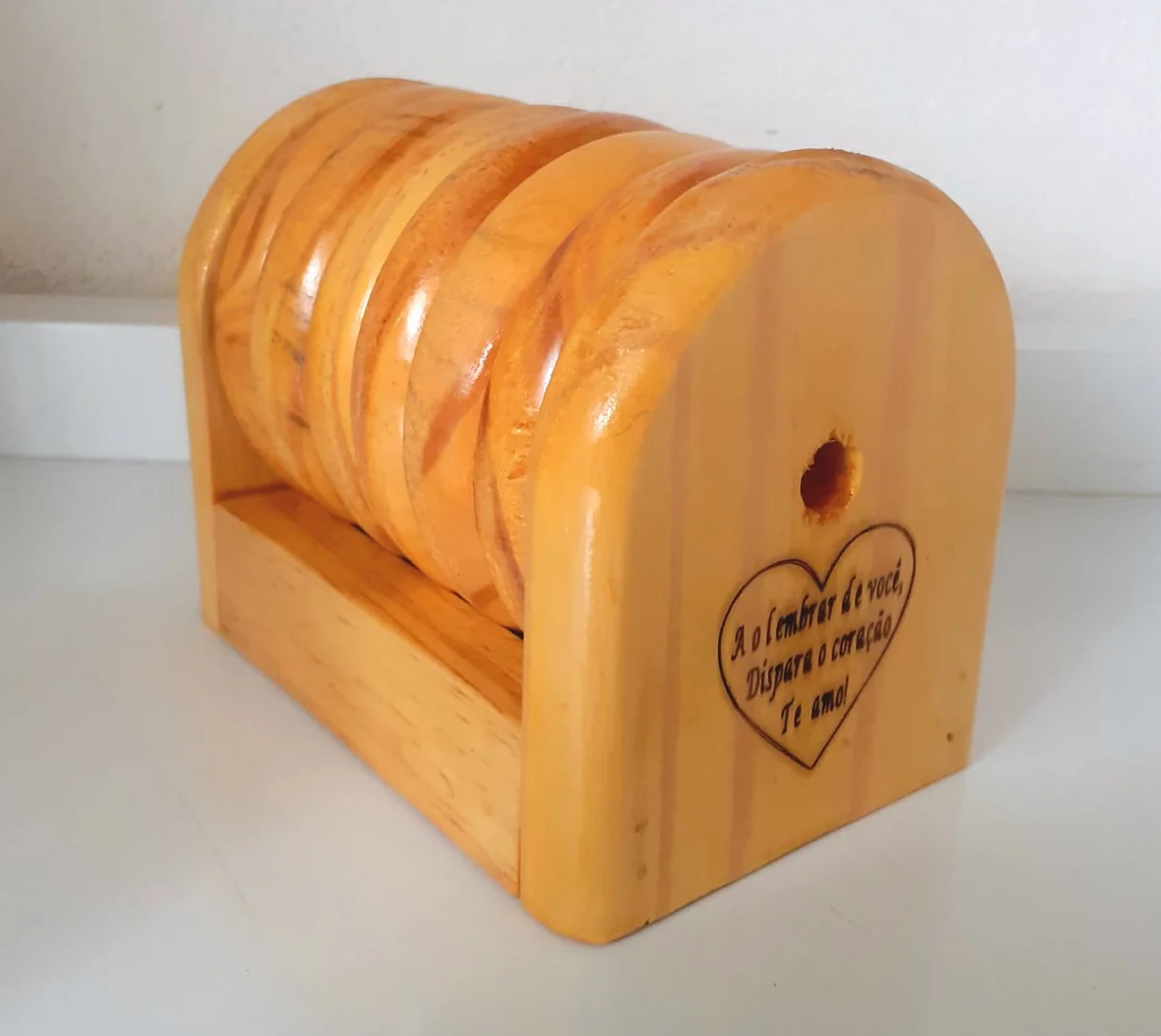 Porta-Copos com Suporte (6 unidades, gravação "Te amo") — foto 3