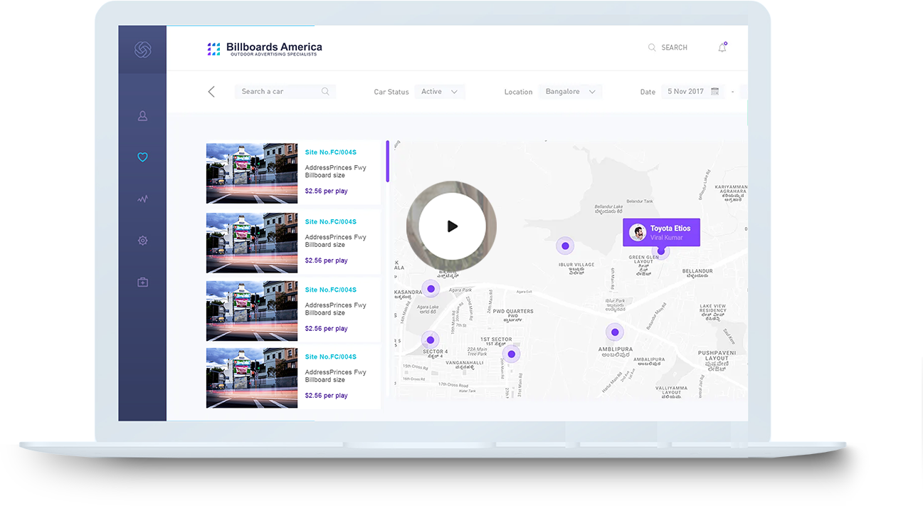 Mapping system showing how to book billboards in america