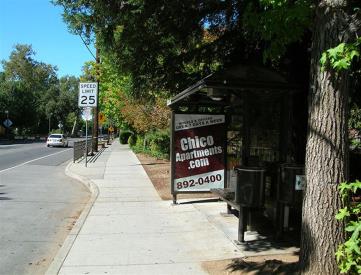 East side of Warner St, 90' north of W 1st St