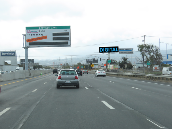Bayshore Frwy (US 101) WS .8 mi N/O San Francisco Airport (I-380)(%) F/N -1
