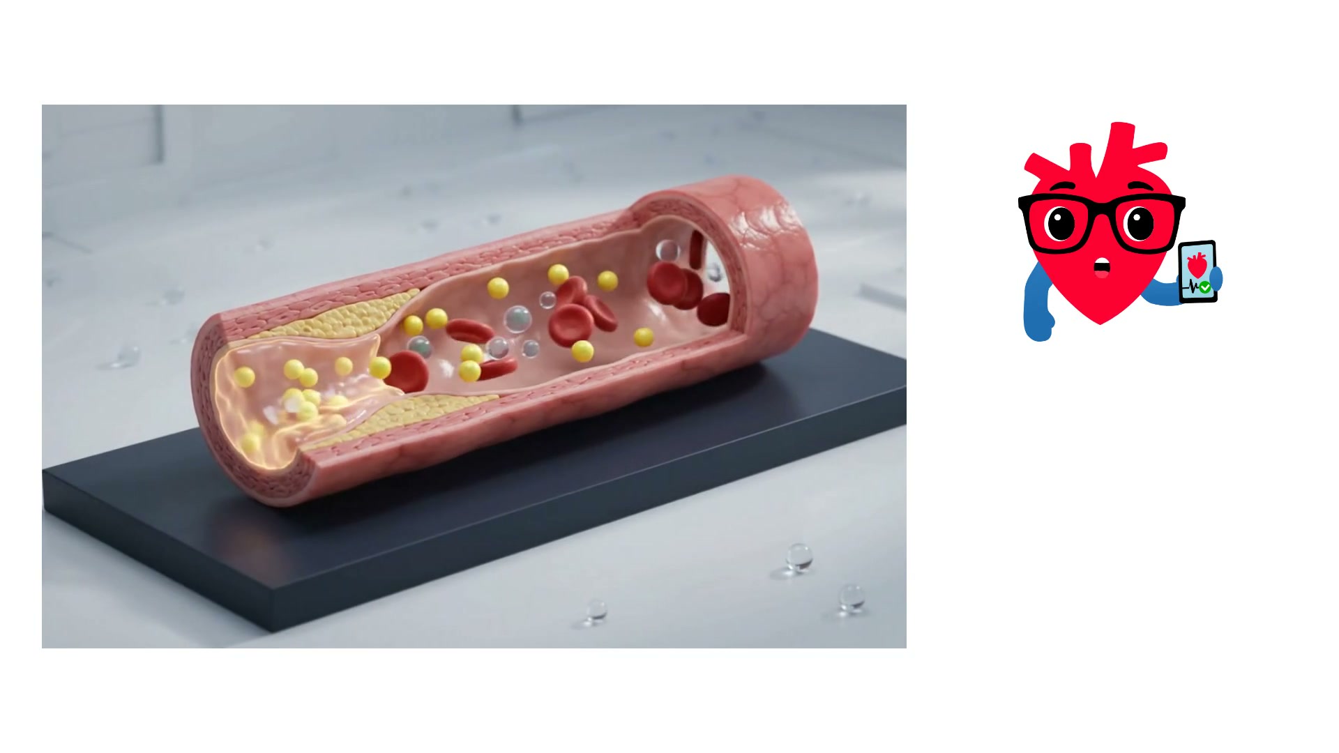 Inside a coronary artery — plaque forming as LDL particles stream past