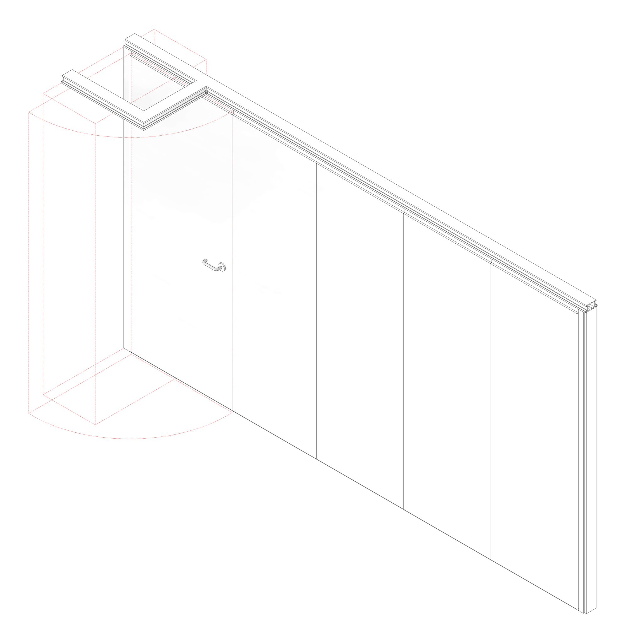 3D Documentation Image of OperableWall SideStack Bildspec Series100 ConcealedStile