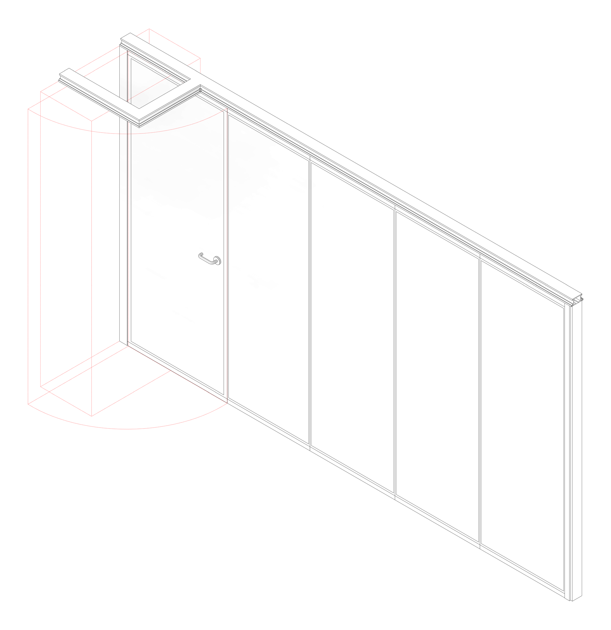 3D Documentation Image of OperableWall SideStack Bildspec Series100 StandardStile
