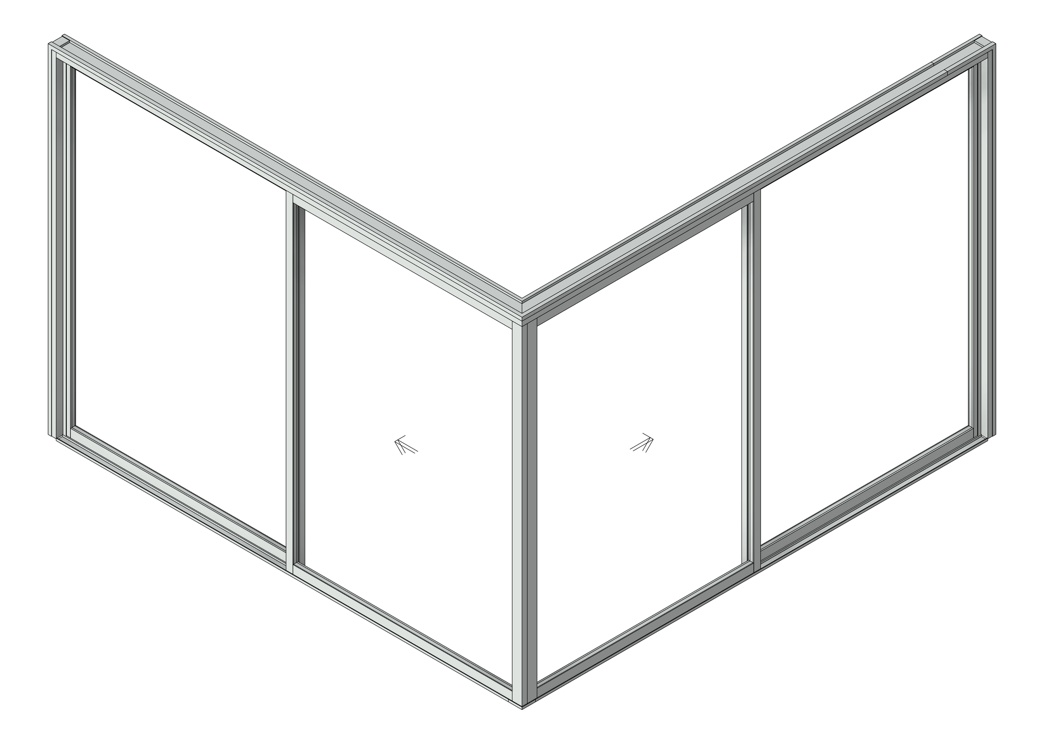 Door Sliding Capral AGS 900 CornerExt 4P ExtSliding