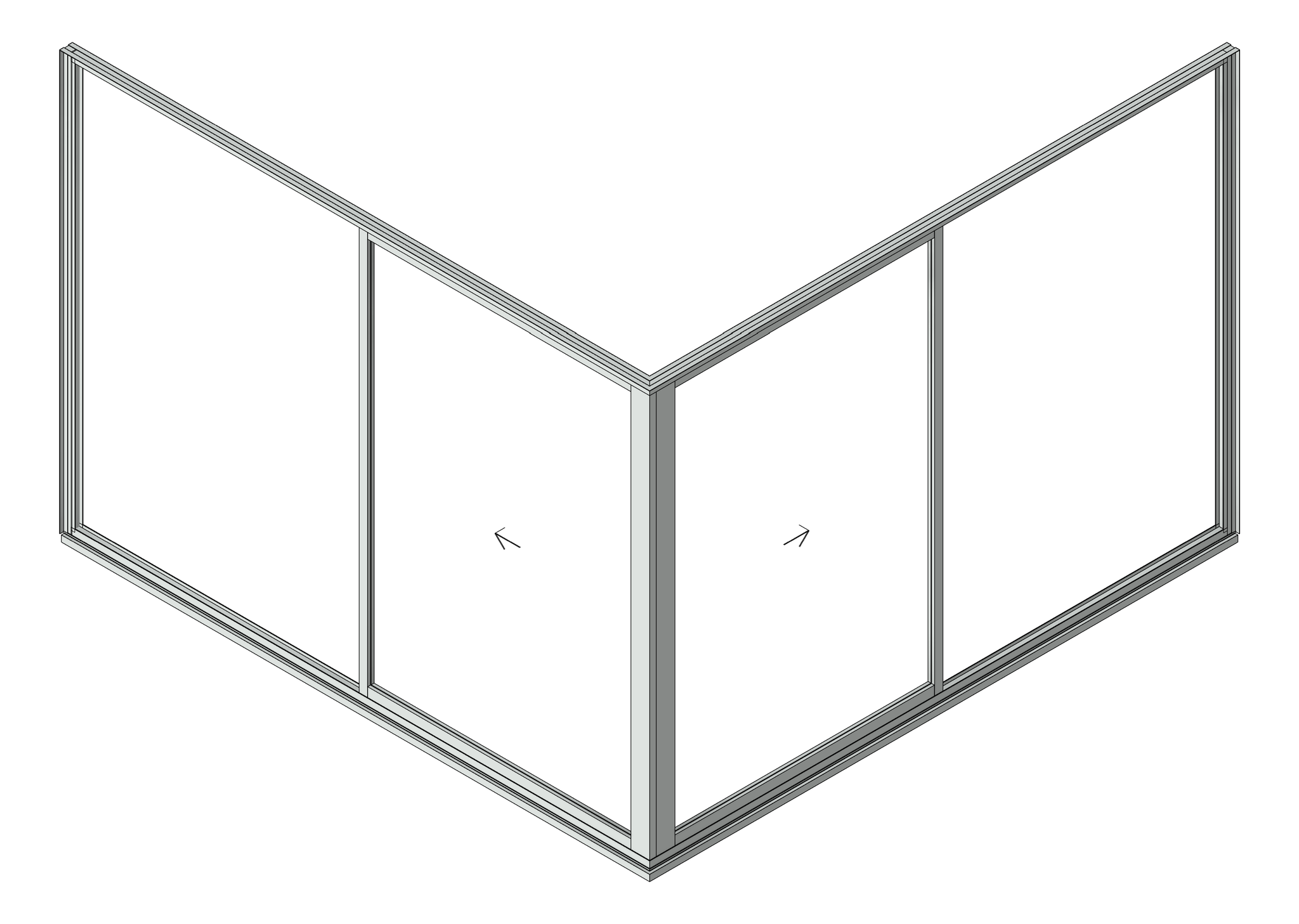 Door Sliding Capral AGS 900 CornerExt Recessed 2P