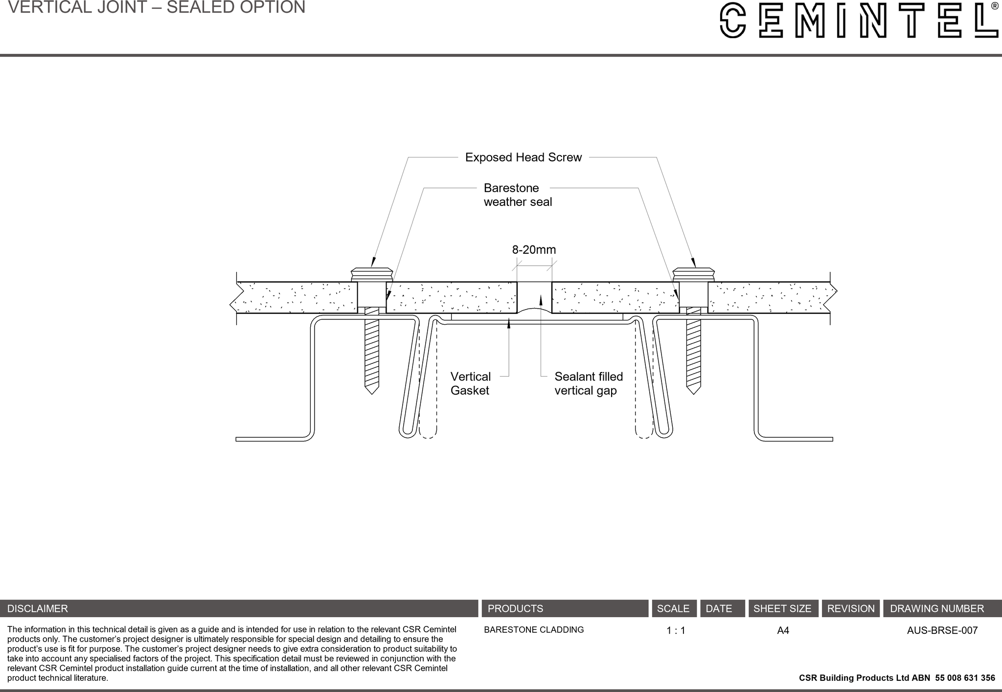 AUS-BRSE-007 - VERTICAL JOINT – SEALED OPTION
