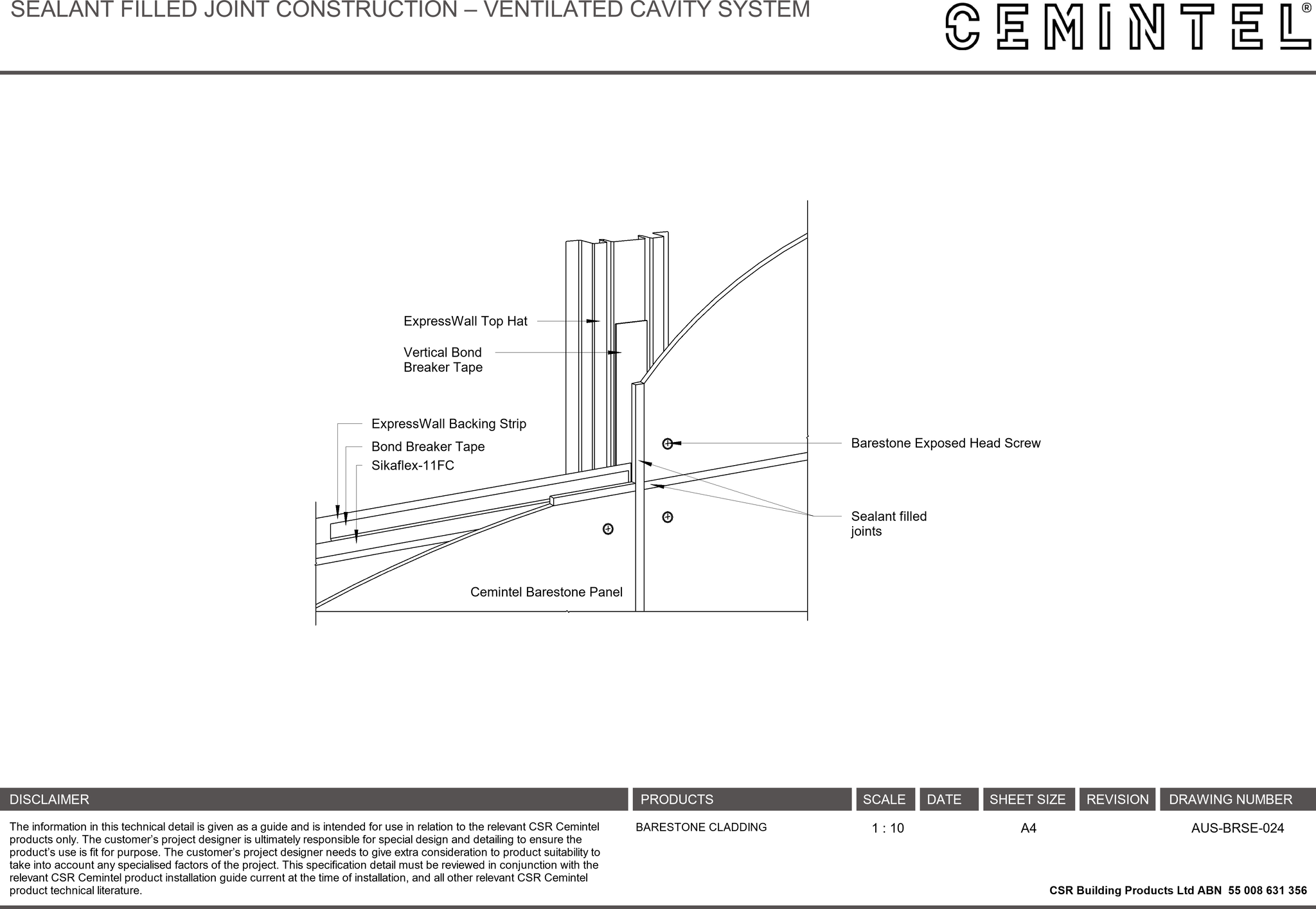Navigate to AUS-BRSE-024 - SEALANT FILLED JOINT CONSTRUCTION – VENTILATED CAVITY SYSTEM