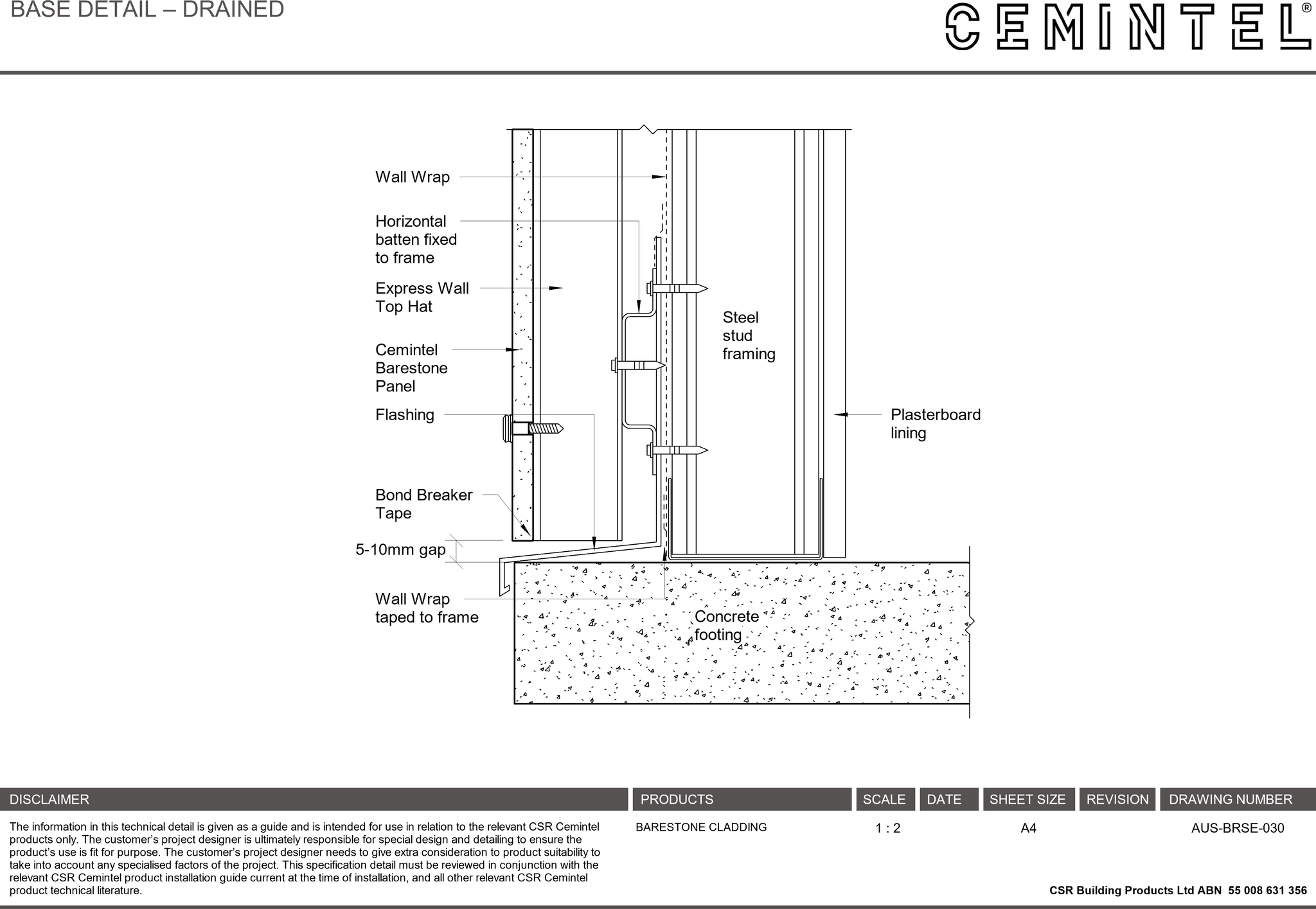  Image of AUS-BRSE-030 - BASE DETAIL – DRAINED