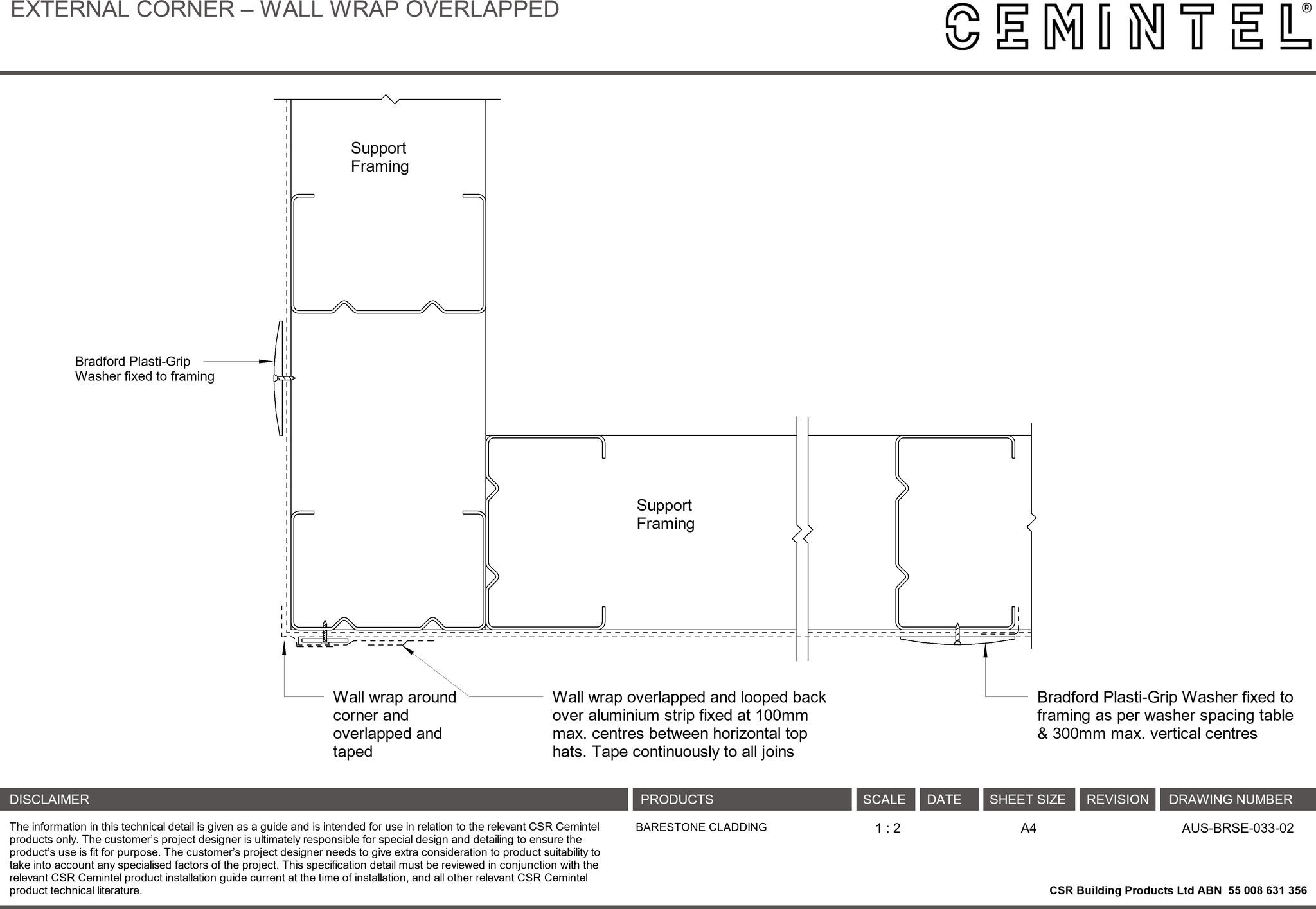 Navigate to AUS-BRSE-033-02 - EXTERNAL CORNER – WALL WRAP OVERLAPPED