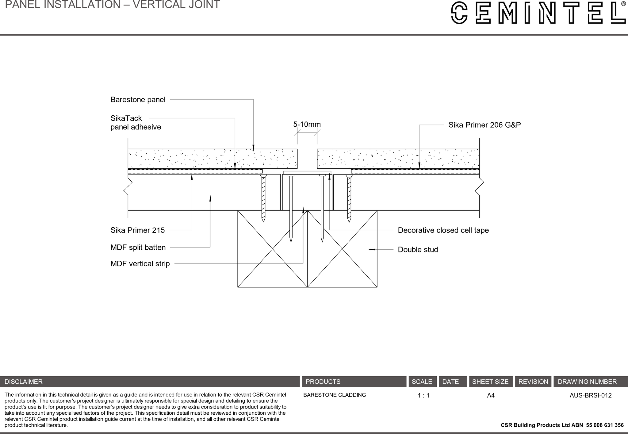 Navigate to AUS-BRSI-012 - PANEL INSTALLATION – VERTICAL JOINT