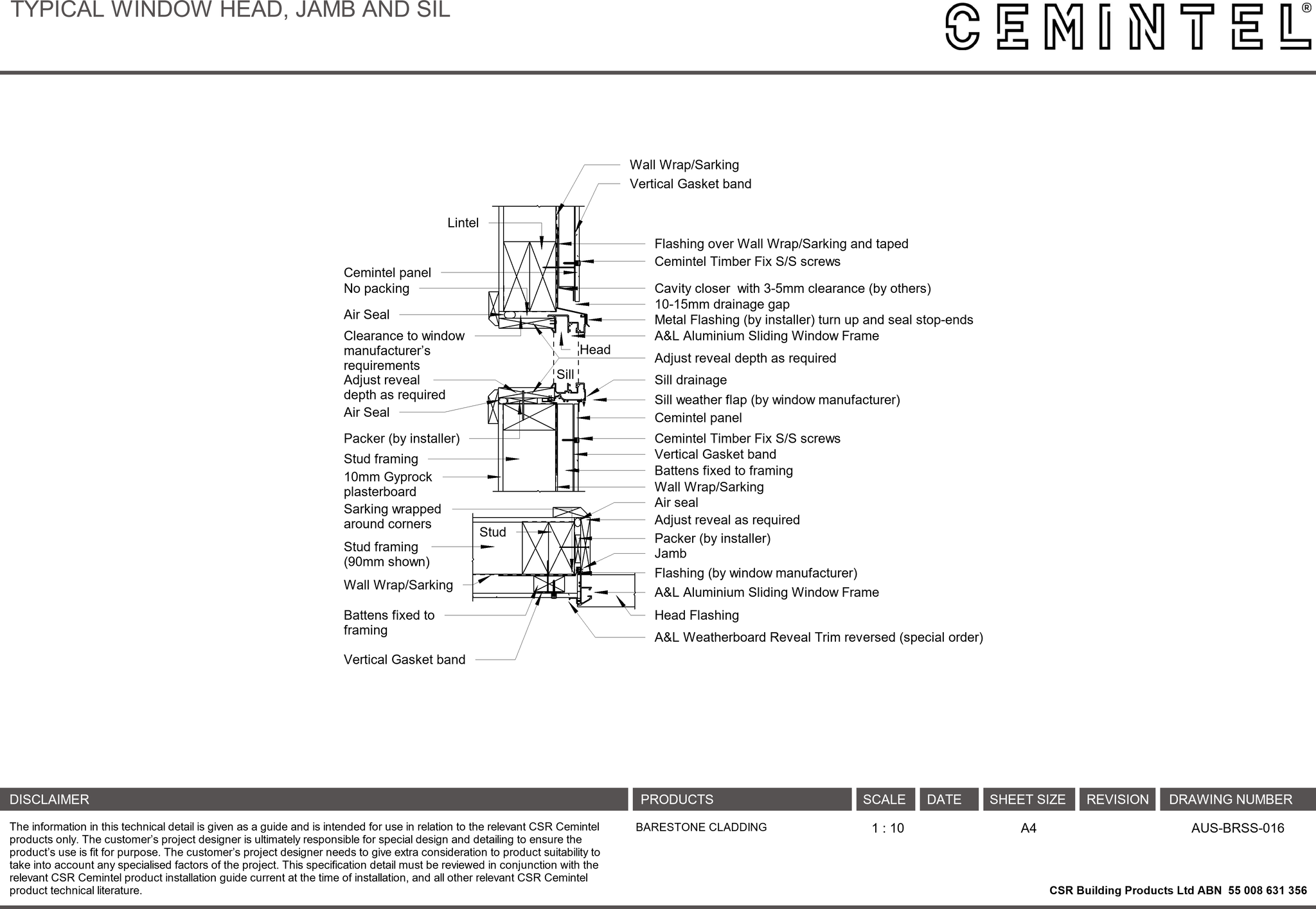 Navigate to AUS-BRSS-016 - TYPICAL WINDOW HEAD, JAMB AND SIL