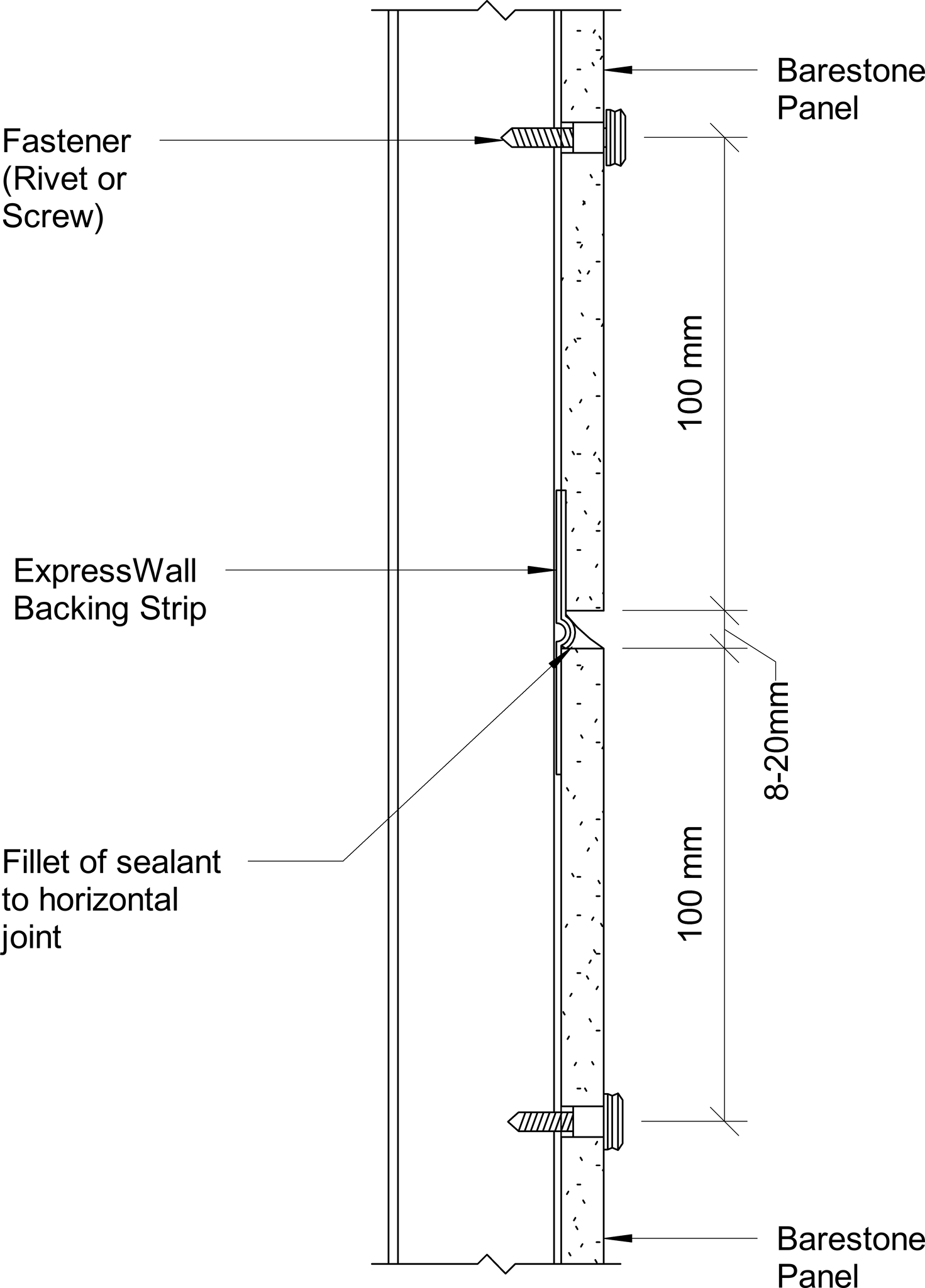 Navigate to Barestone External - Horizontal Joint Detail with ExpressWall Backing Strip – Sealant Filled and Screw Fixed