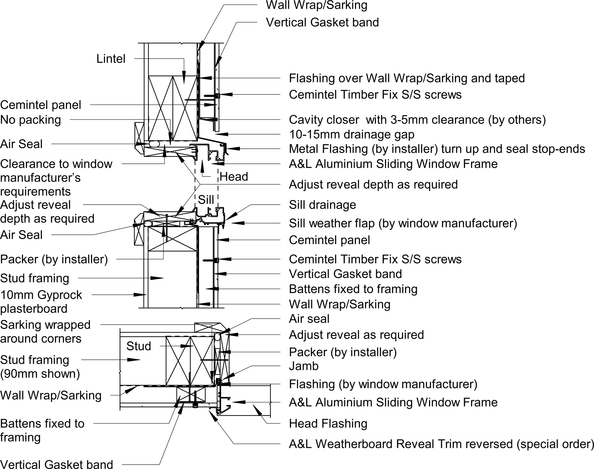 Navigate to Barestone Surround Timber Battens - Typical Window Head, Jamb and Sill