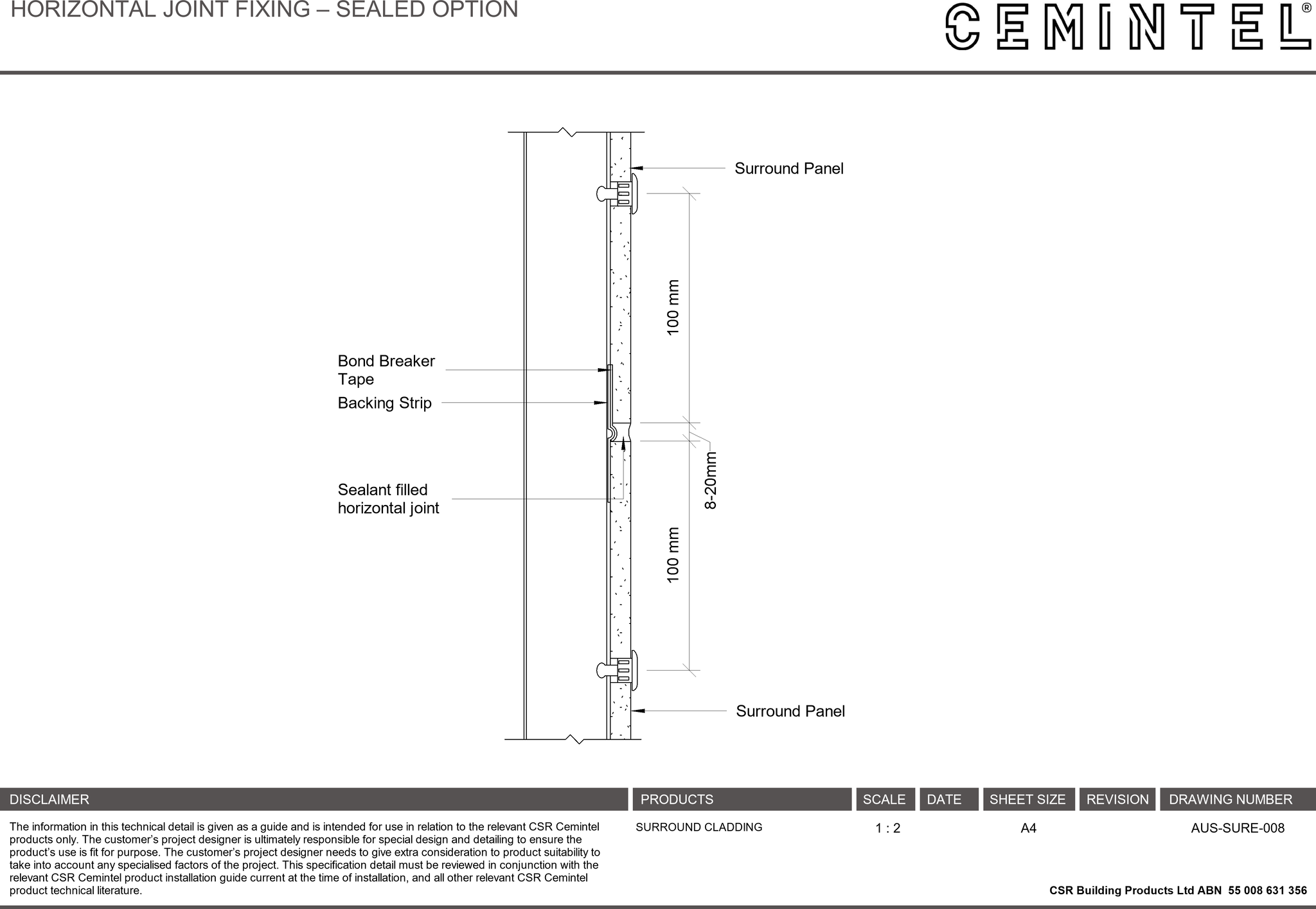 AUS-SURE-008 - HORIZONTAL JOINT FIXING – SEALED OPTION