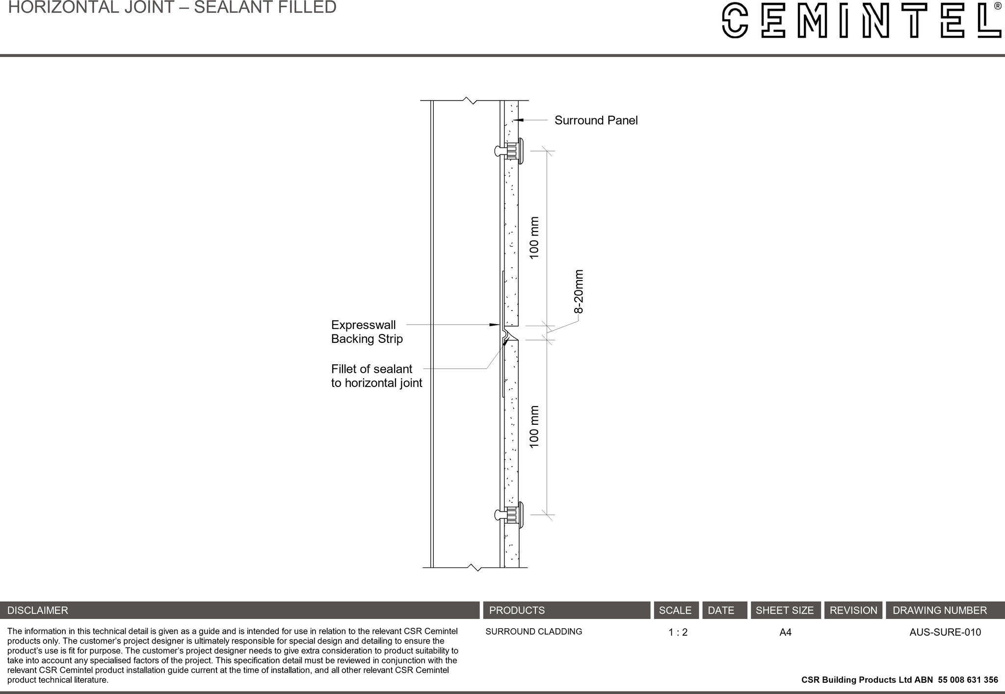  Image of AUS-SURE-010 - HORIZONTAL JOINT – SEALANT FILLED