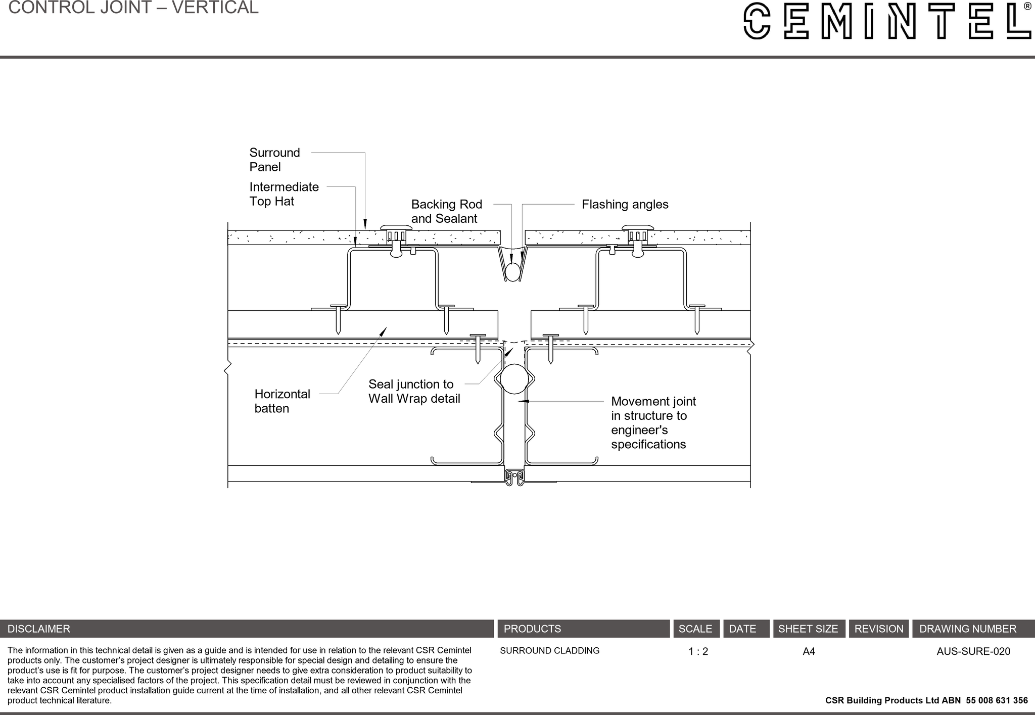 Navigate to AUS-SURE-020 - CONTROL JOINT – VERTICAL