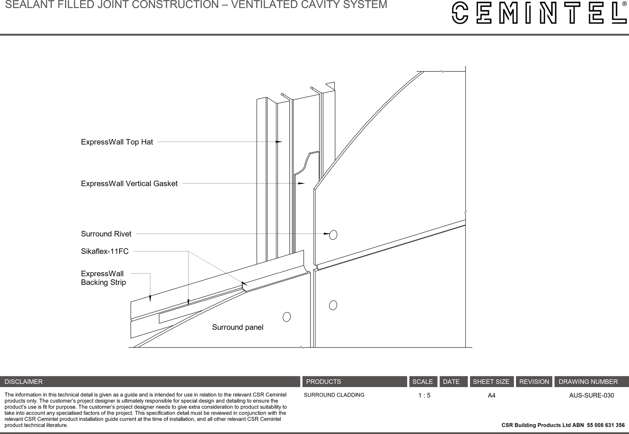  Image of AUS-SURE-030 - SEALANT FILLED JOINT CONSTRUCTION – VENTILATED CAVITY SYSTEM