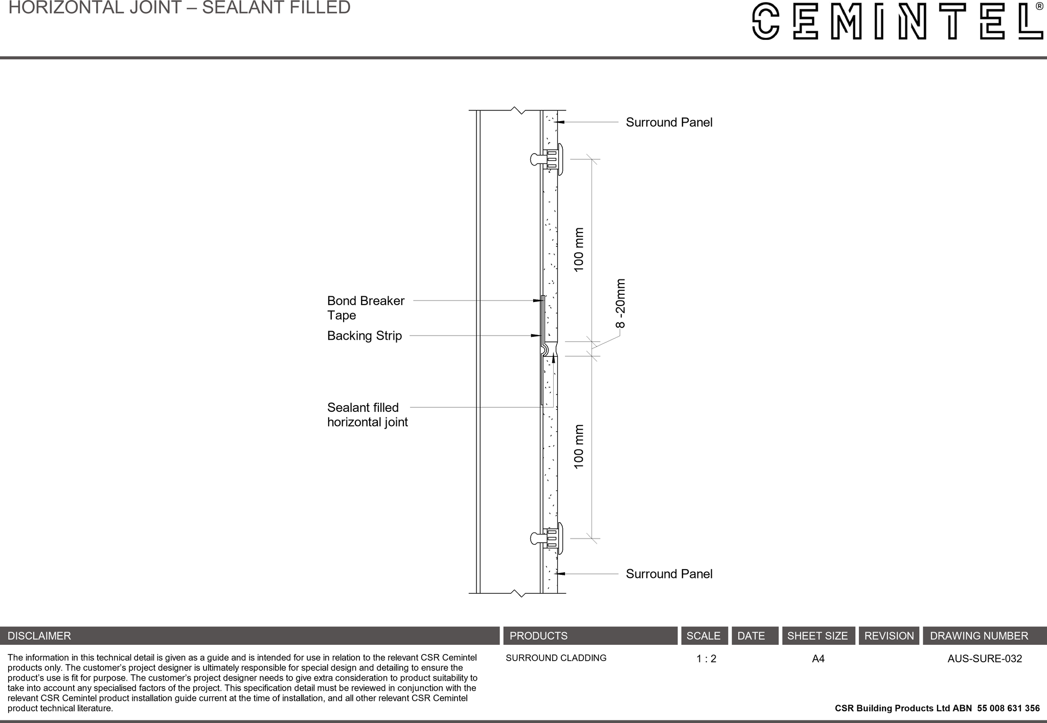 Navigate to AUS-SURE-032 - HORIZONTAL JOINT – SEALANT FILLED