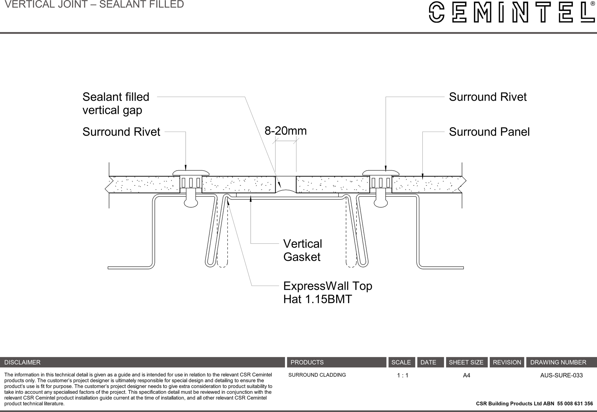 Navigate to AUS-SURE-033 - VERTICAL JOINT – SEALANT FILLED