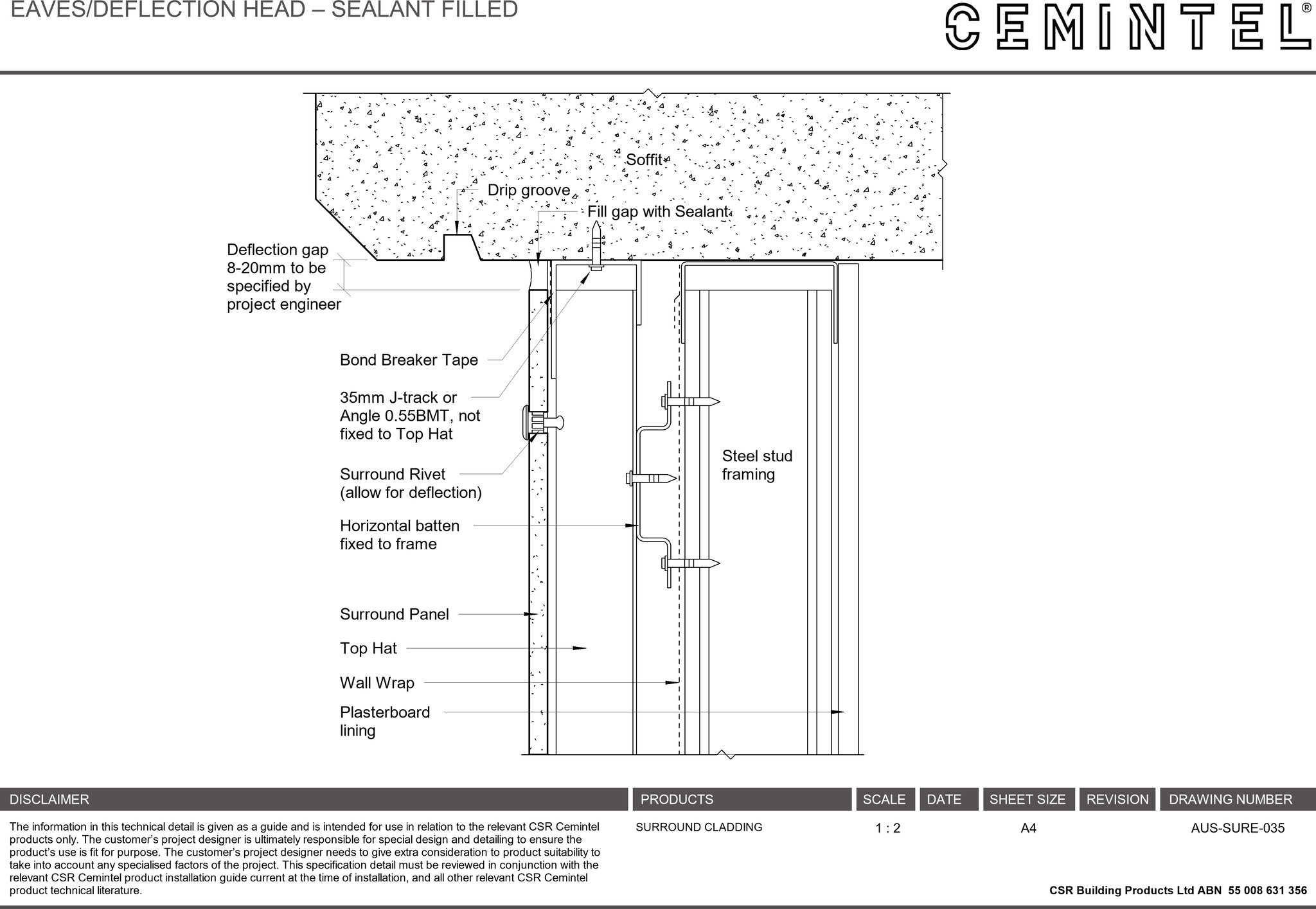 Navigate to AUS-SURE-035 - EAVES-DEFLECTION HEAD – SEALANT FILLED